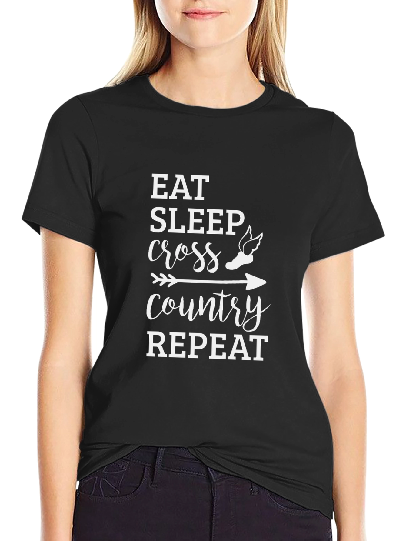 Eat Sleep Cross Country Repeat Black Graphic Tee