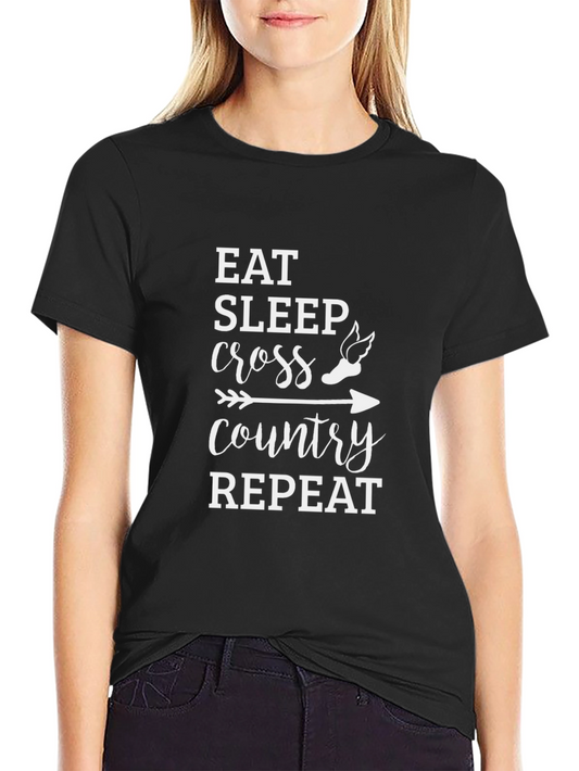 Eat Sleep Cross Country Repeat Black Graphic Tee