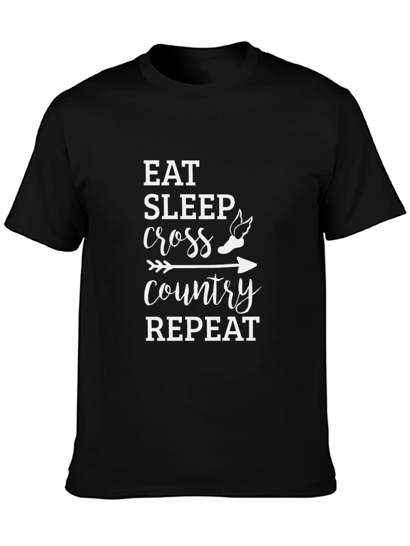 Eat Sleep Cross Country Repeat Black Graphic Tee