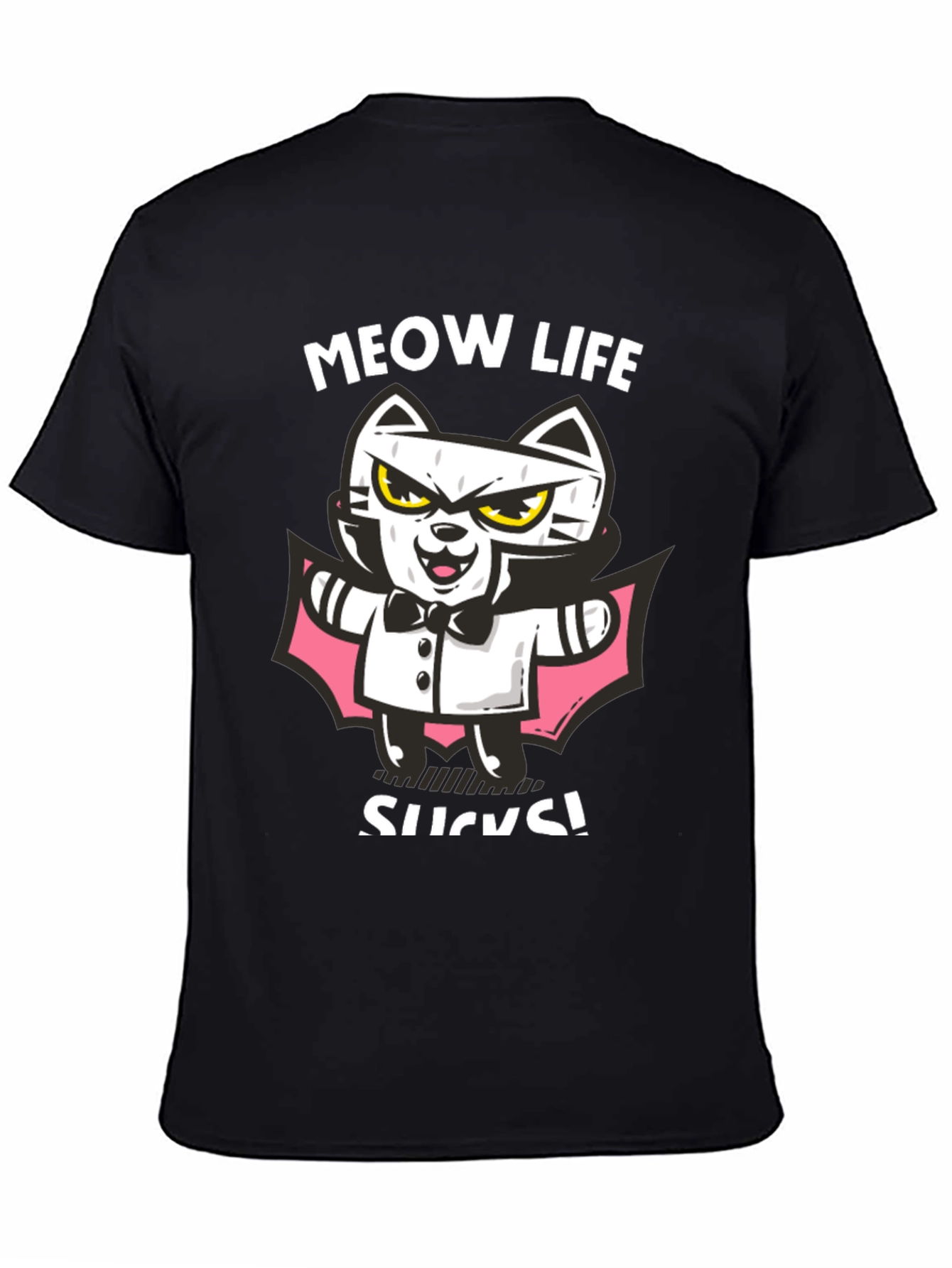 Meow Life Sucks Cat Vampire Graphic Tee