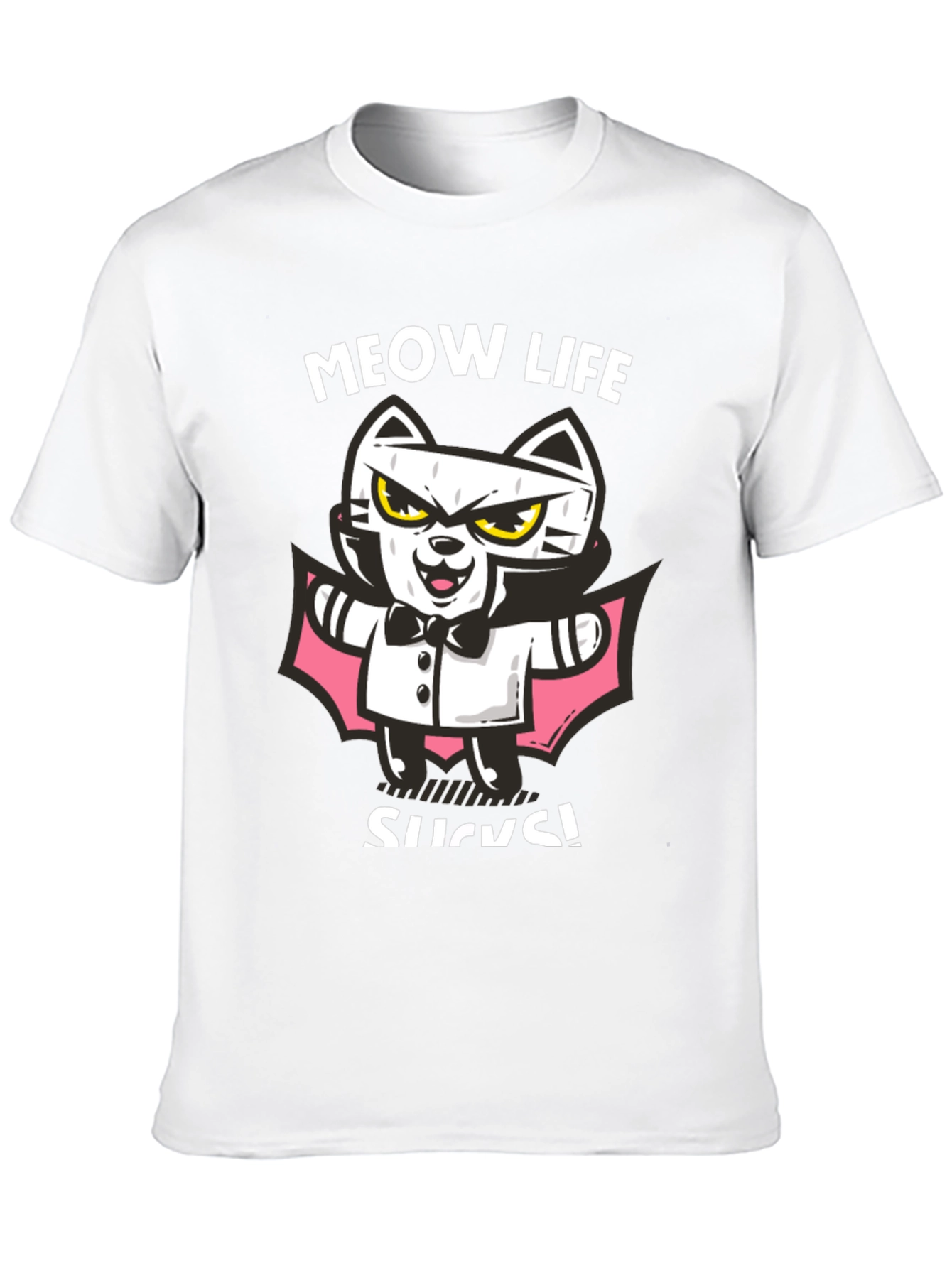 Meow Life Sucks Cat Vampire Graphic Tee