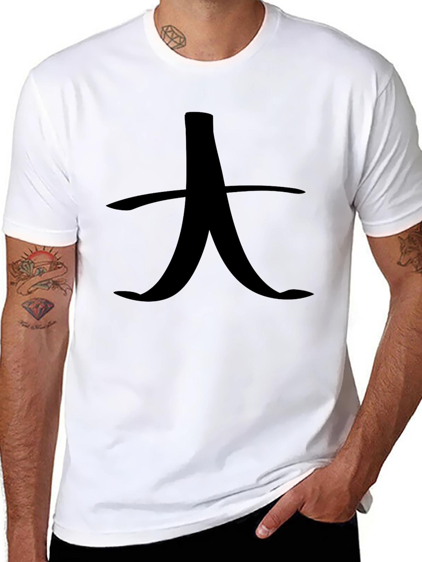 Graphic Tee - Black Shirt with Asian Character Design