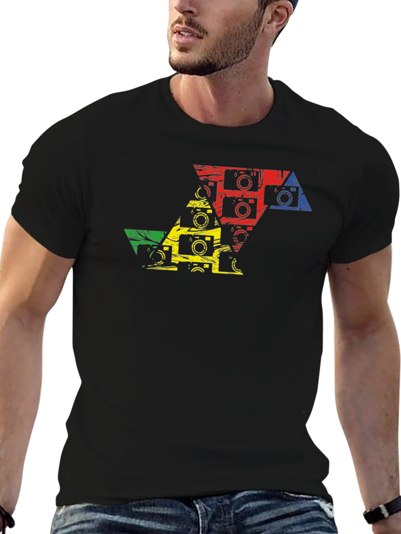 Camera Triangle Graphic Tee - Artsy Photo T-Shirt