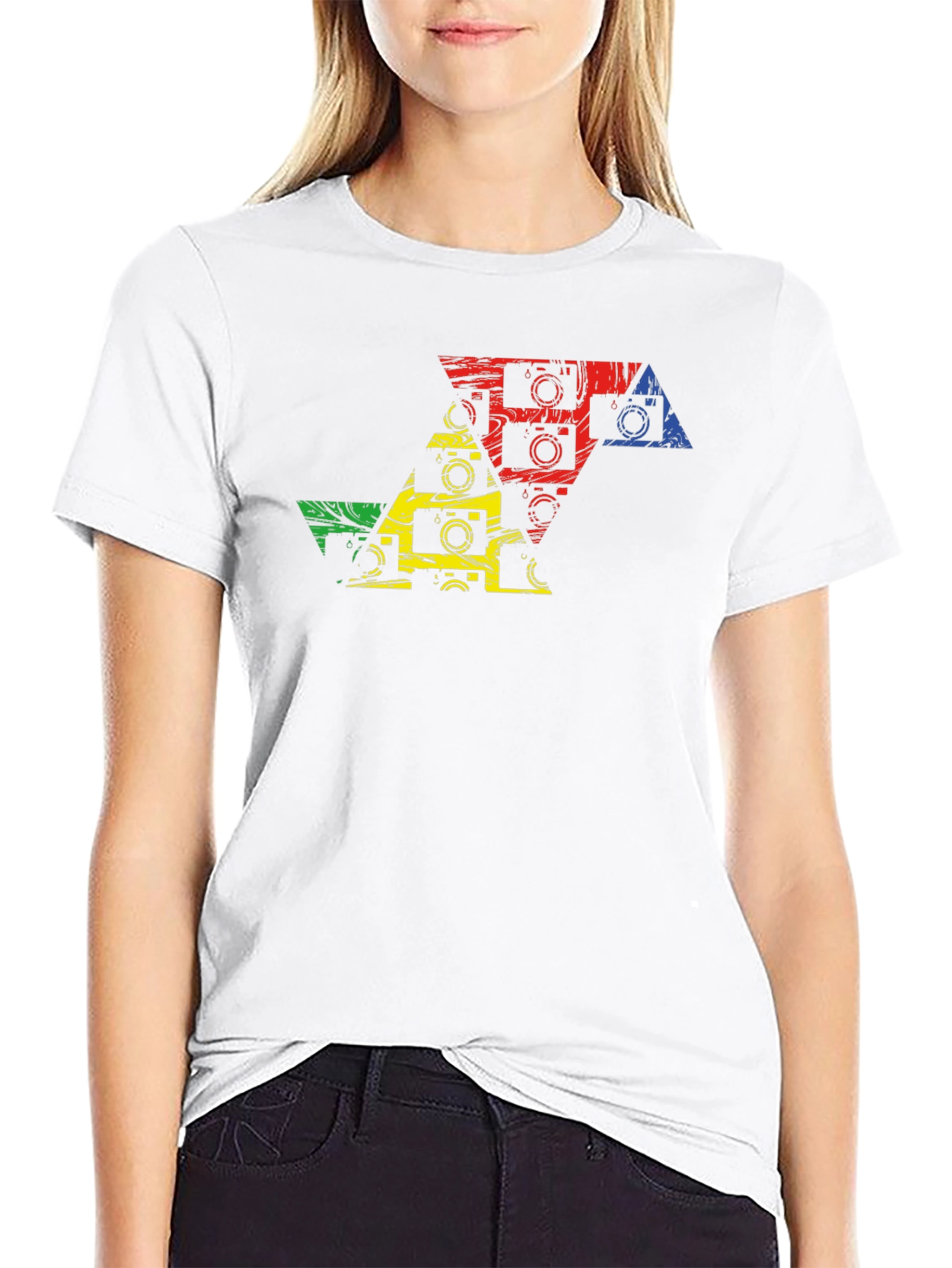 Camera Triangle Graphic Tee - Artsy Photo T-Shirt