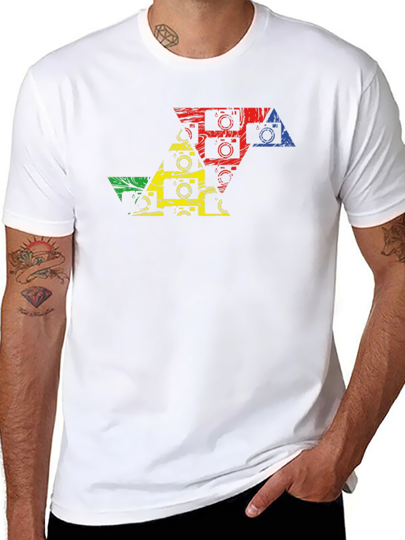 Camera Triangle Graphic Tee - Artsy Photo T-Shirt