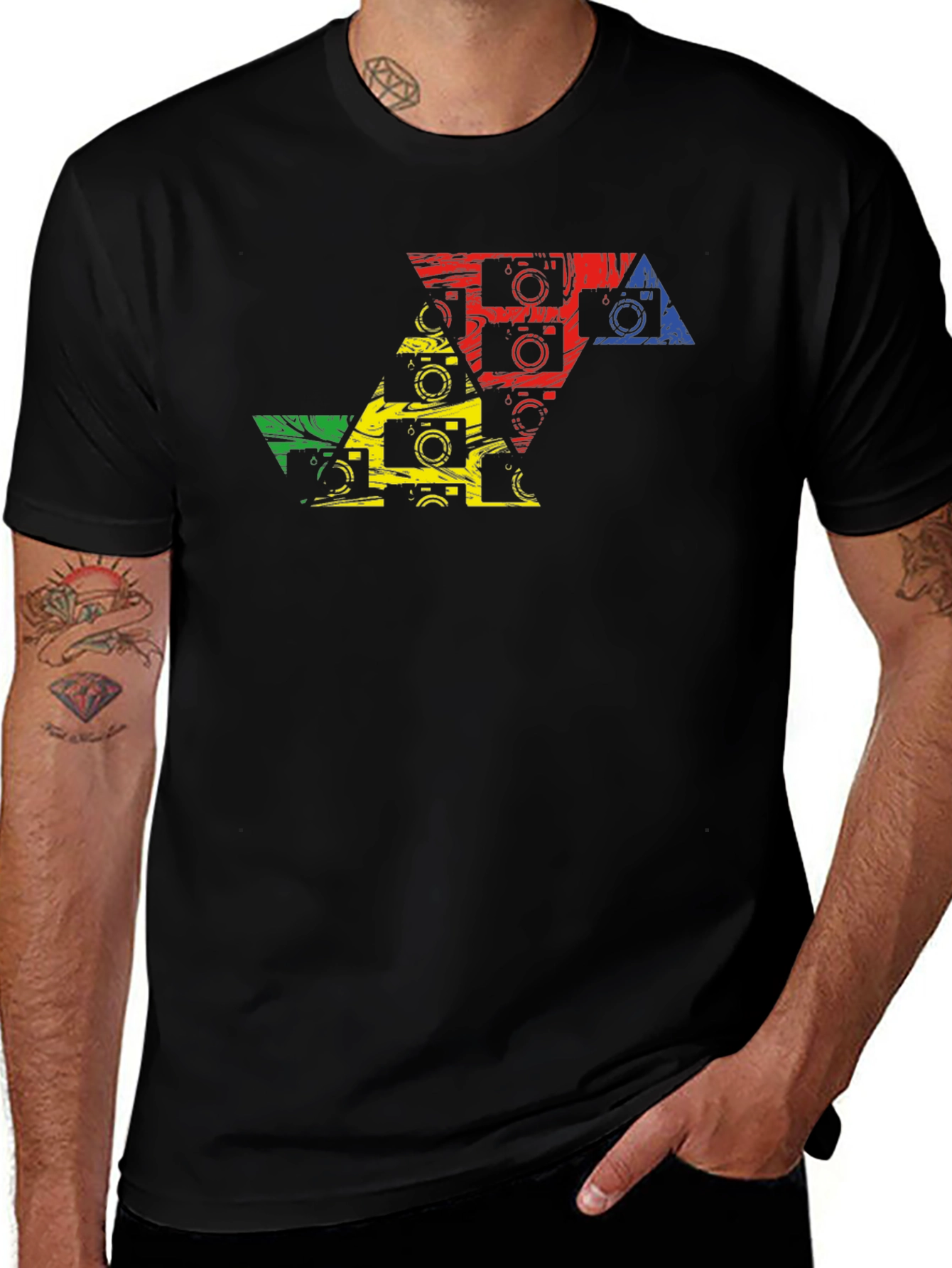 Camera Triangle Graphic Tee - Artsy Photo T-Shirt
