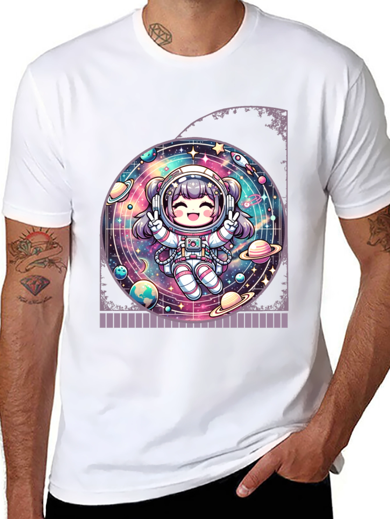 Astronaut Girl Graphic T-Shirt - Space Adventure Tee