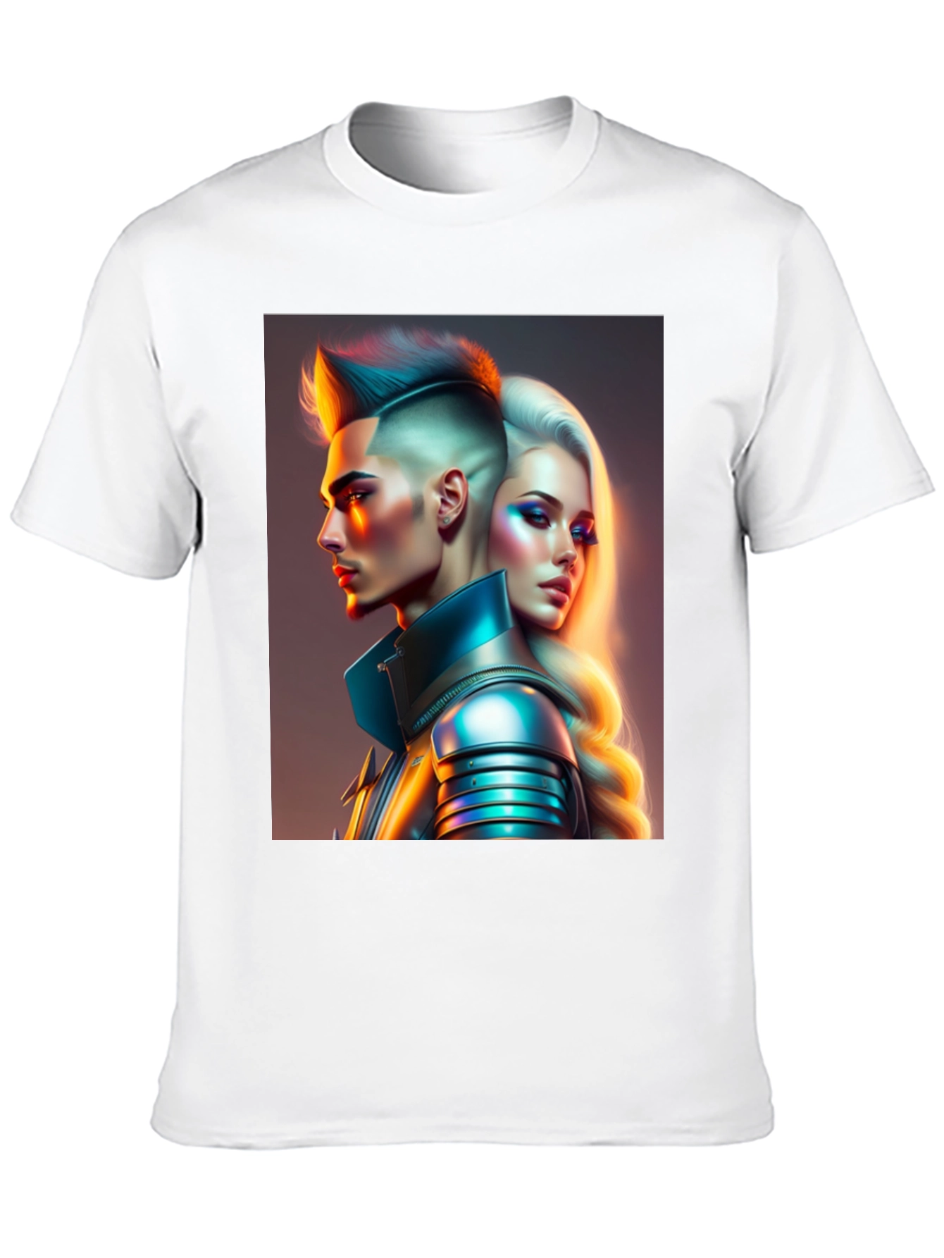 Futuristic Couple Graphic Black T-Shirt