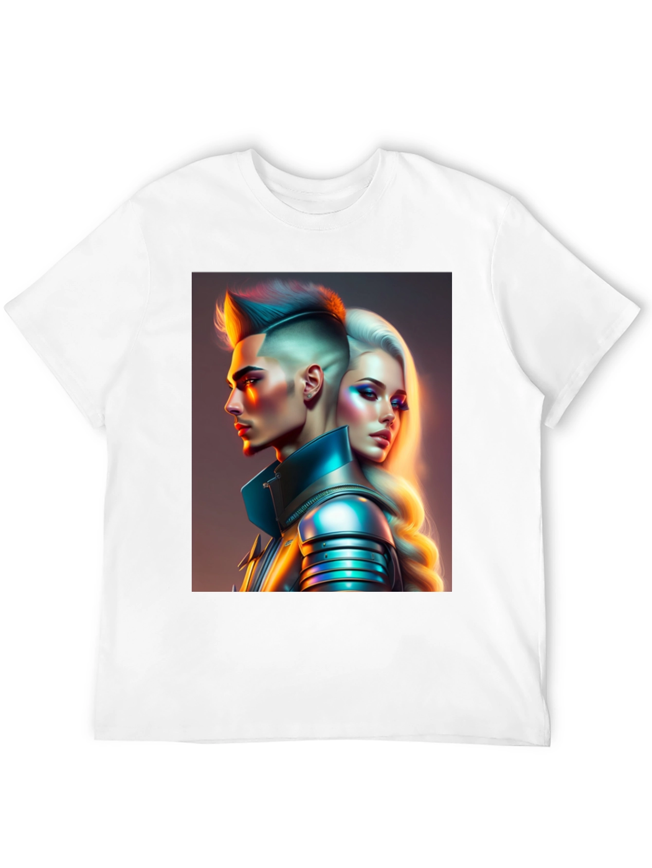 Futuristic Couple Graphic Black T-Shirt
