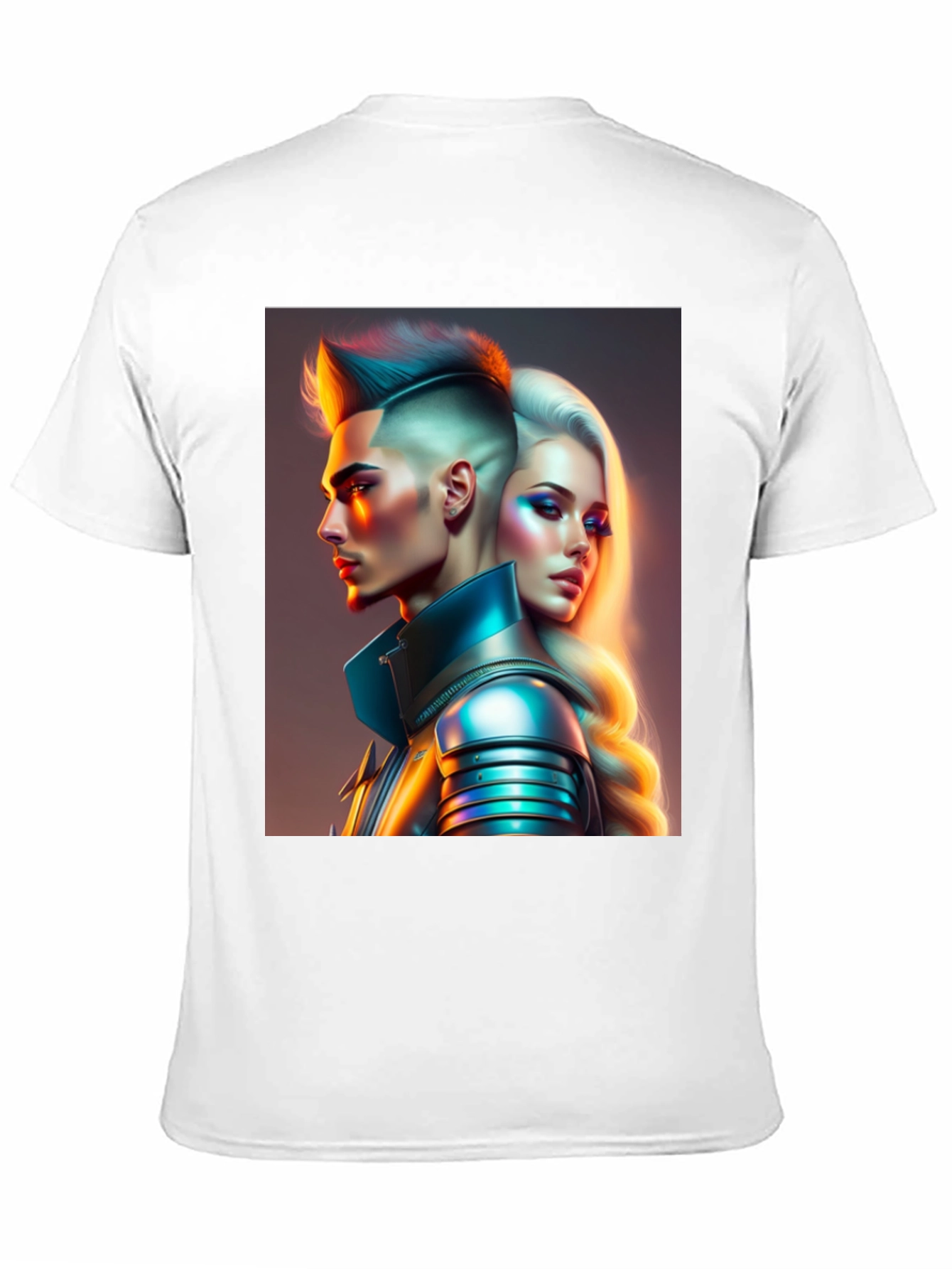 Futuristic Couple Graphic Black T-Shirt