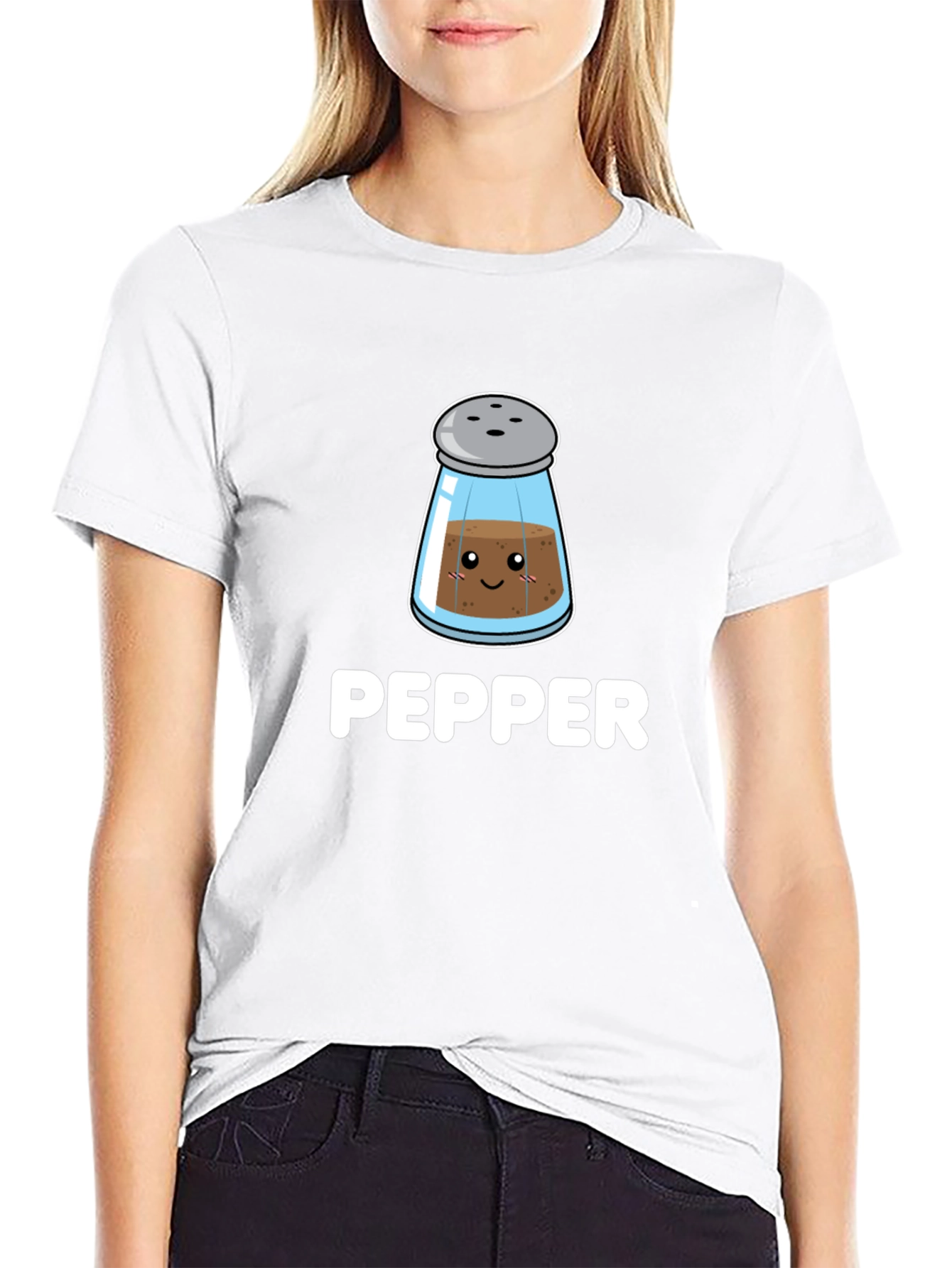 Cute Pepper Shaker Graphic Tee - Black