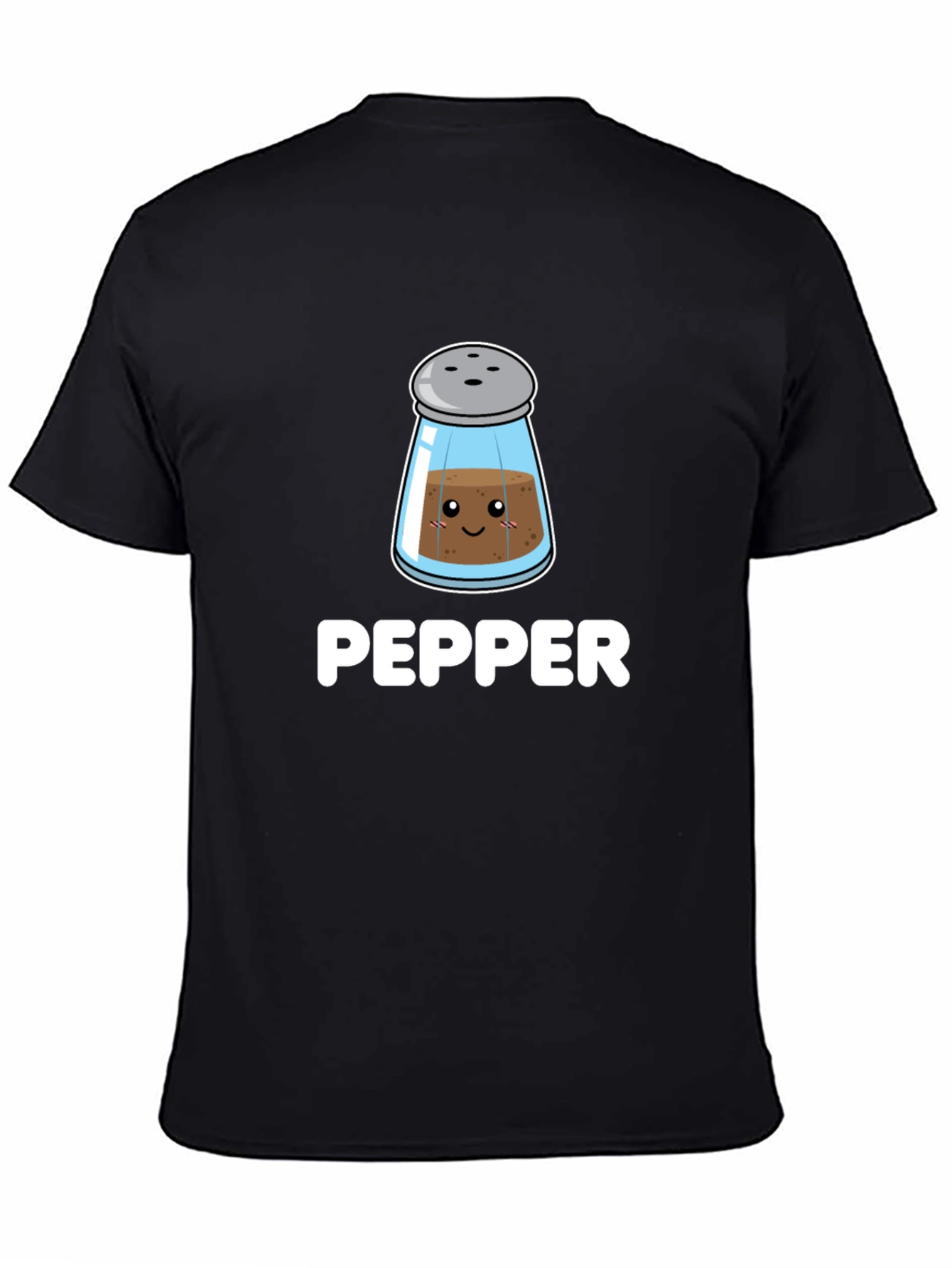Cute Pepper Shaker Graphic Tee - Black