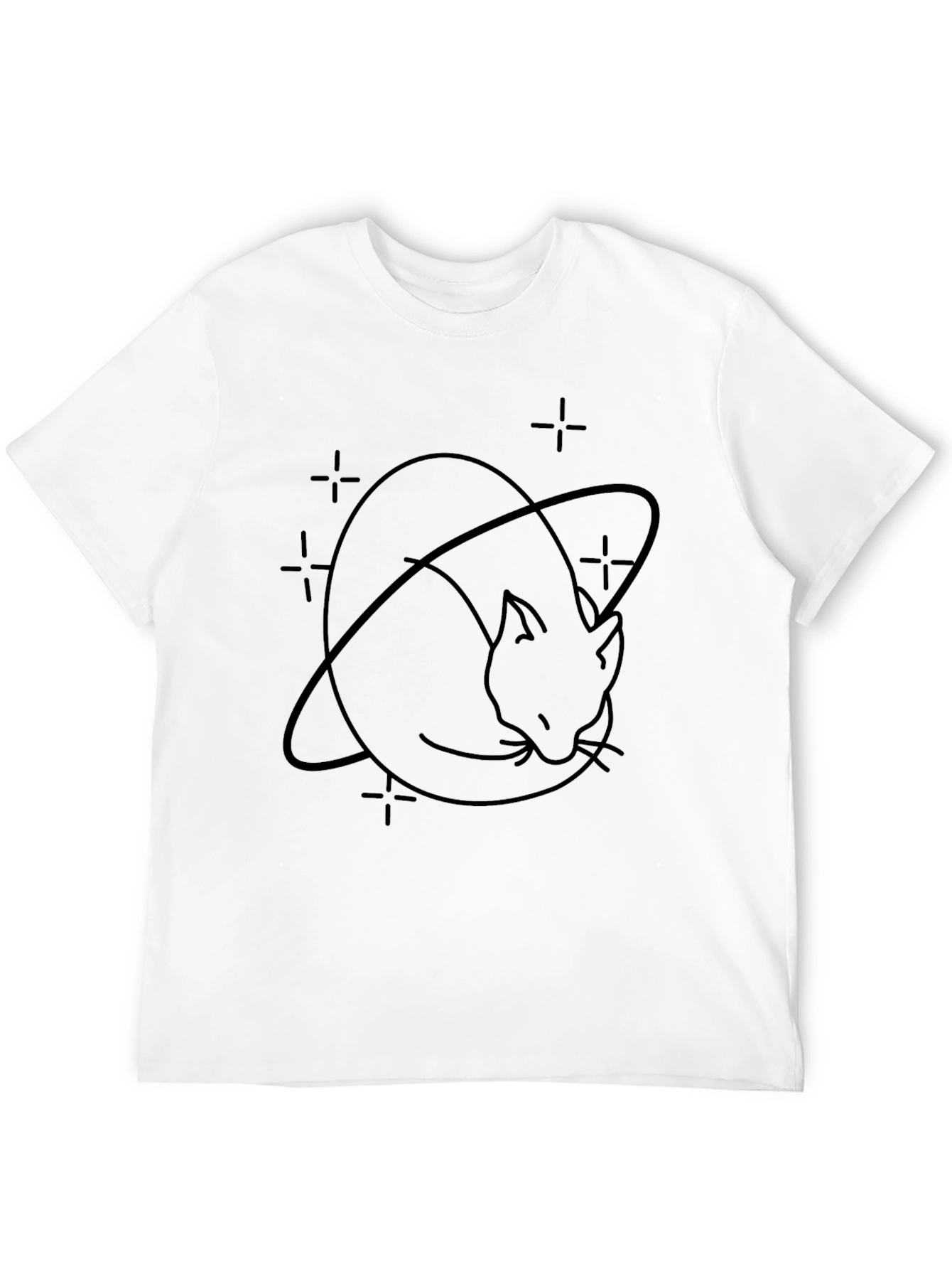 Cosmic Cat T-Shirt - Black Unique Design