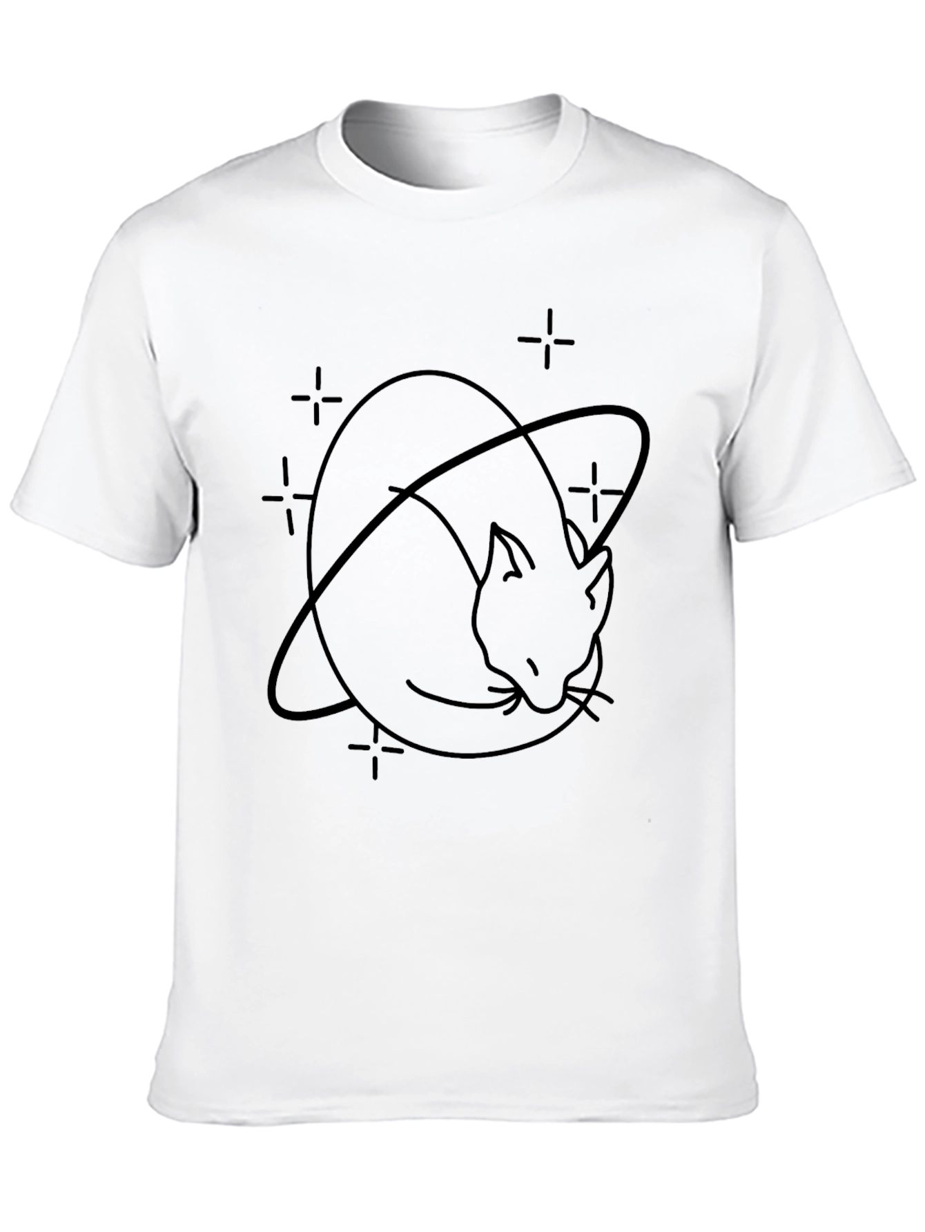 Cosmic Cat T-Shirt - Black Unique Design