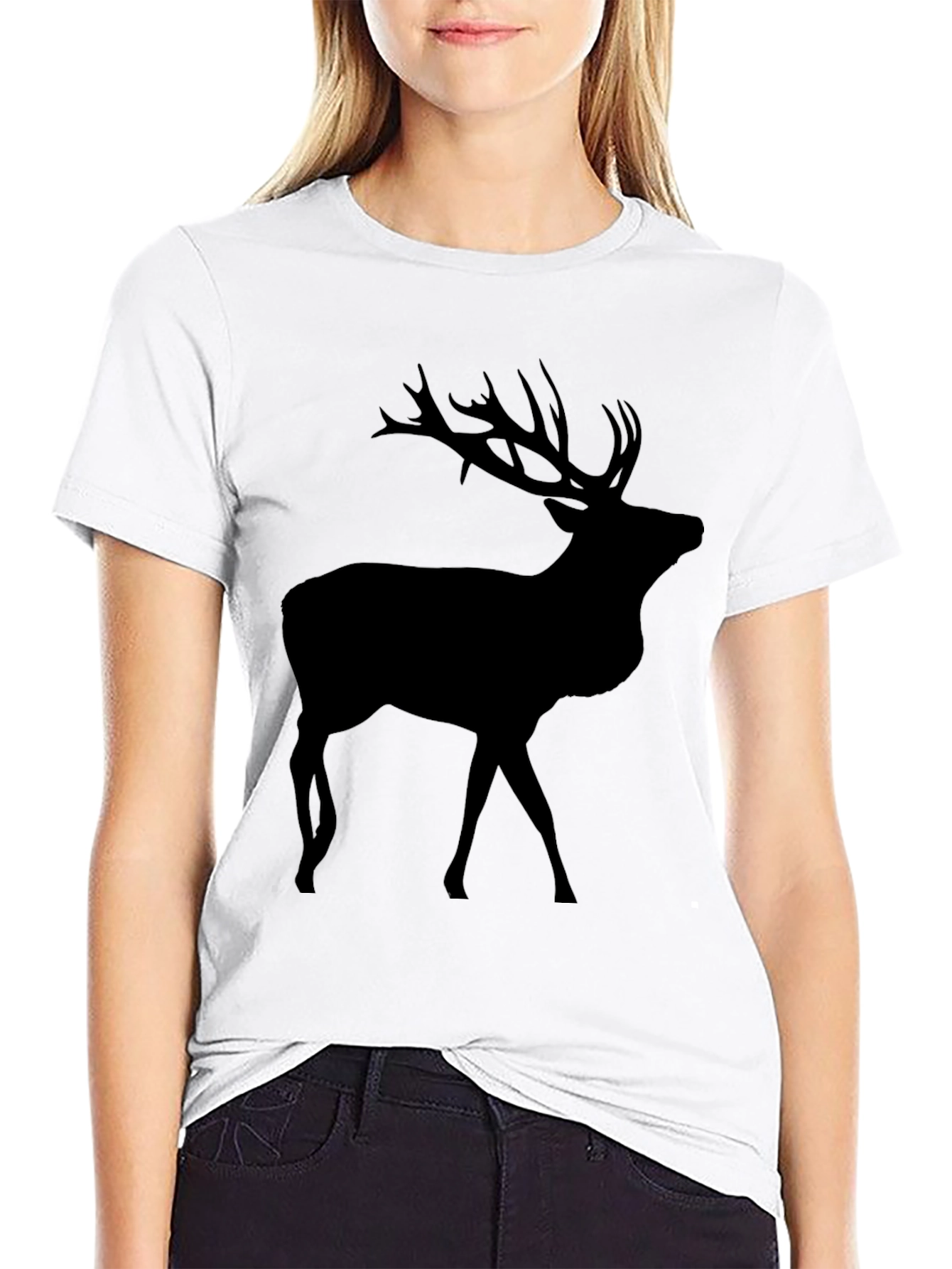 Deer Silhouette T-Shirt - Black