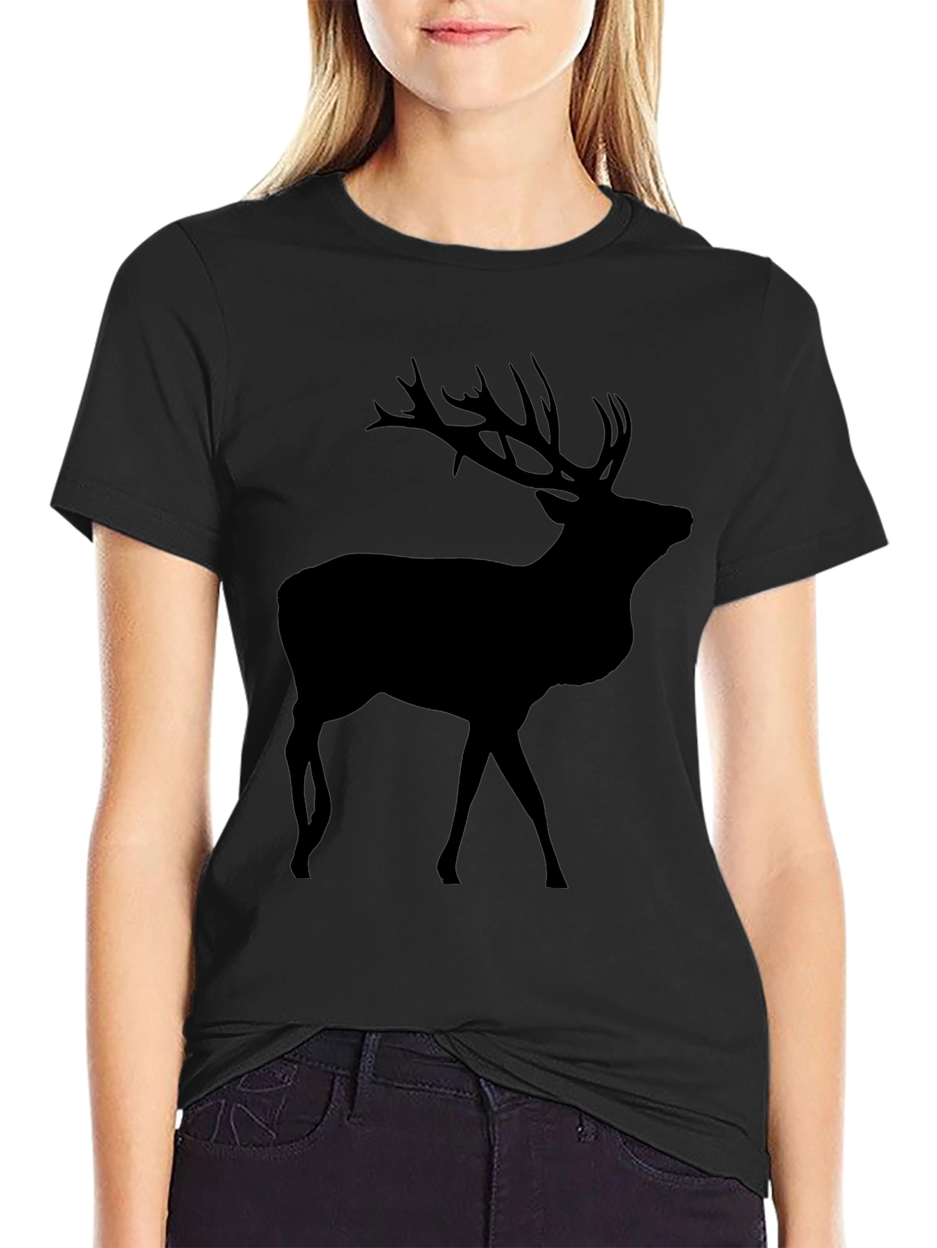 Deer Silhouette T-Shirt - Black