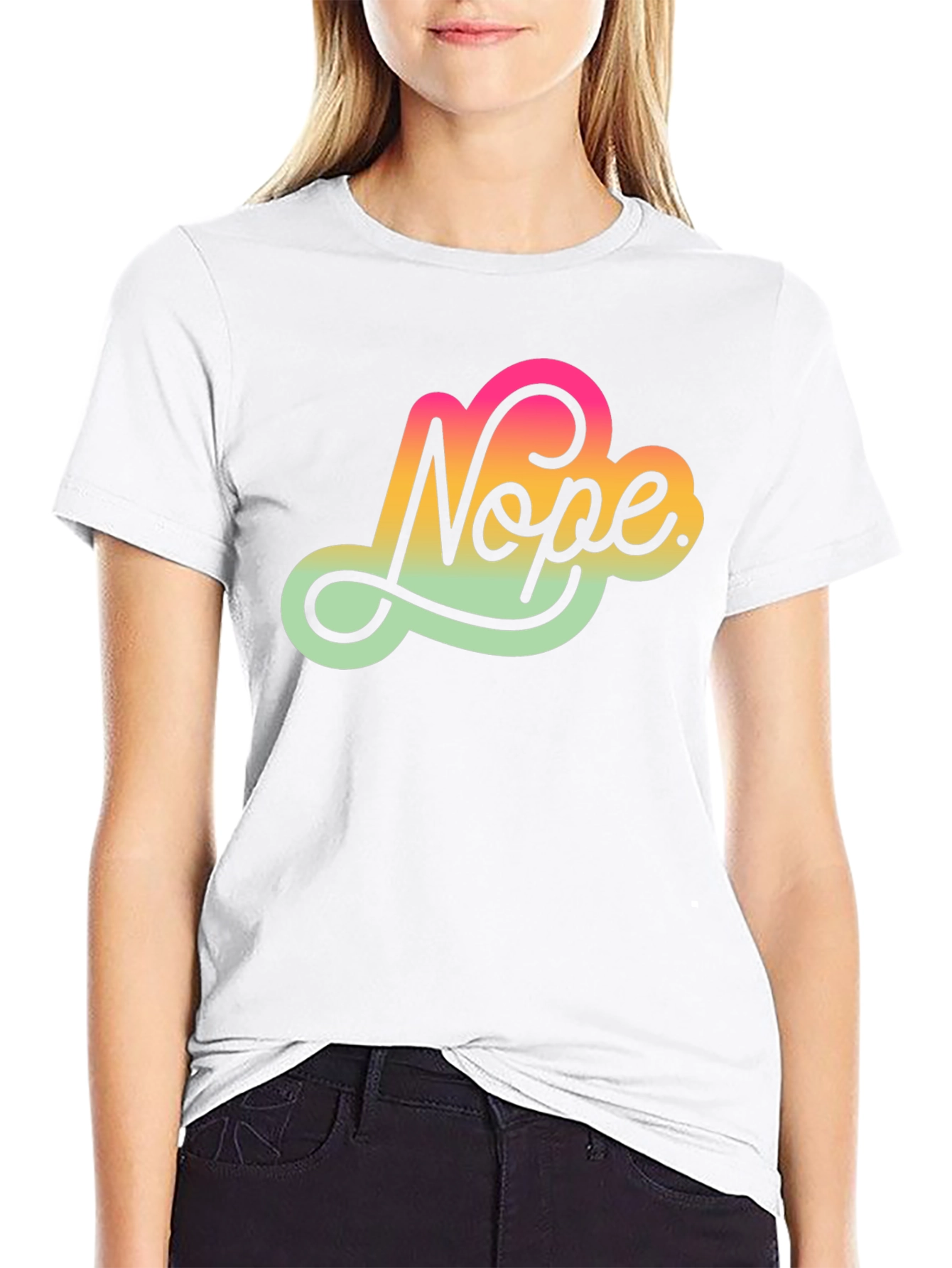 Nope Gradient Graphic T-Shirt - Trendy Casual Wear