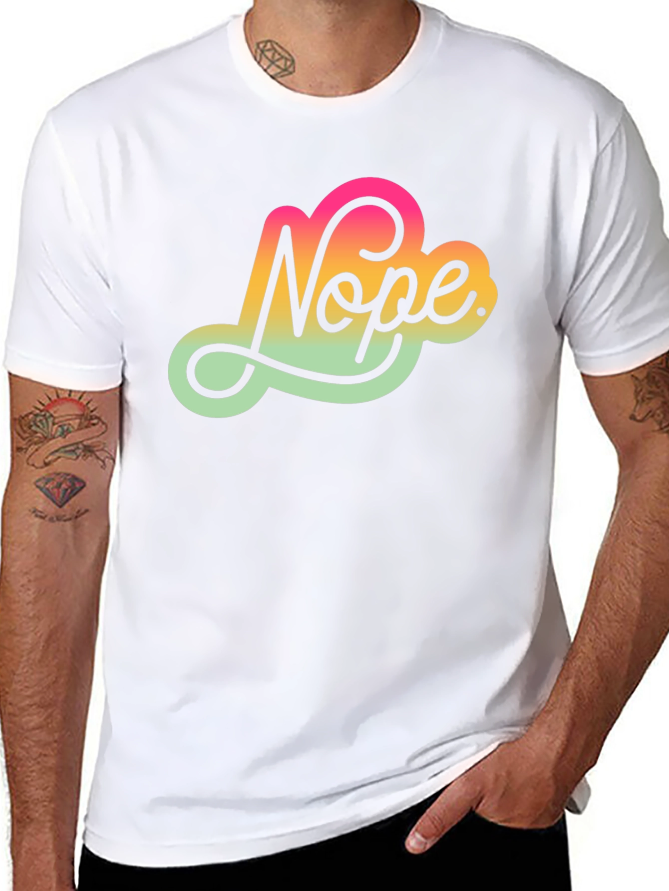 Nope Gradient Graphic T-Shirt - Trendy Casual Wear