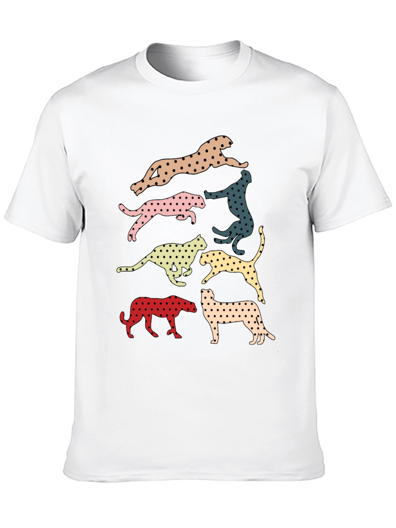 Retro Leopard Print Crew Neck T-Shirt