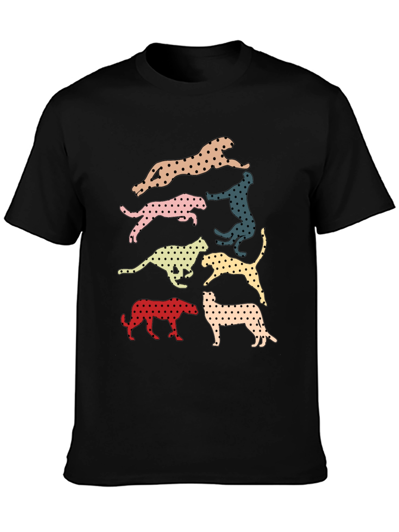 Retro Leopard Print Crew Neck T-Shirt