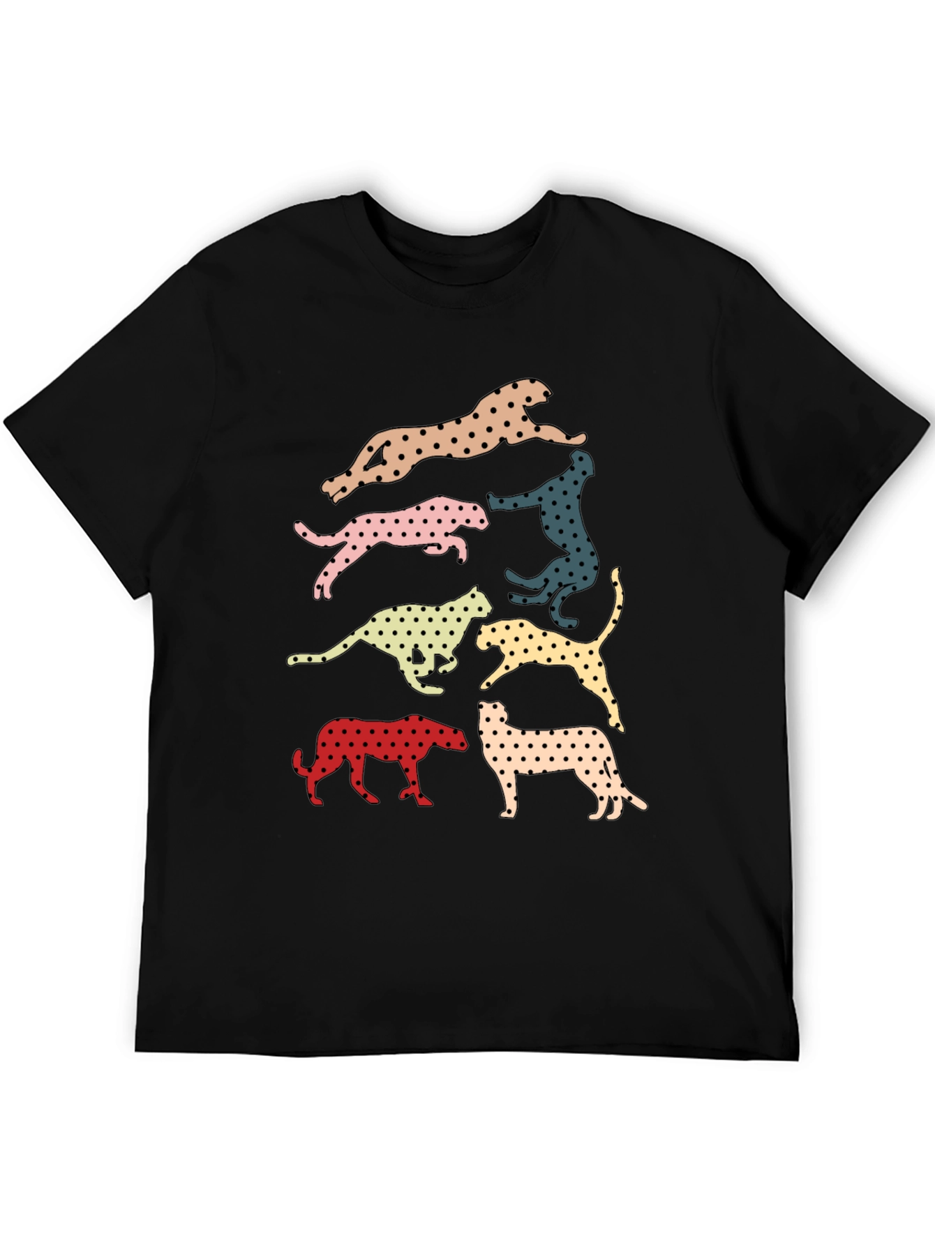 Retro Leopard Print Crew Neck T-Shirt
