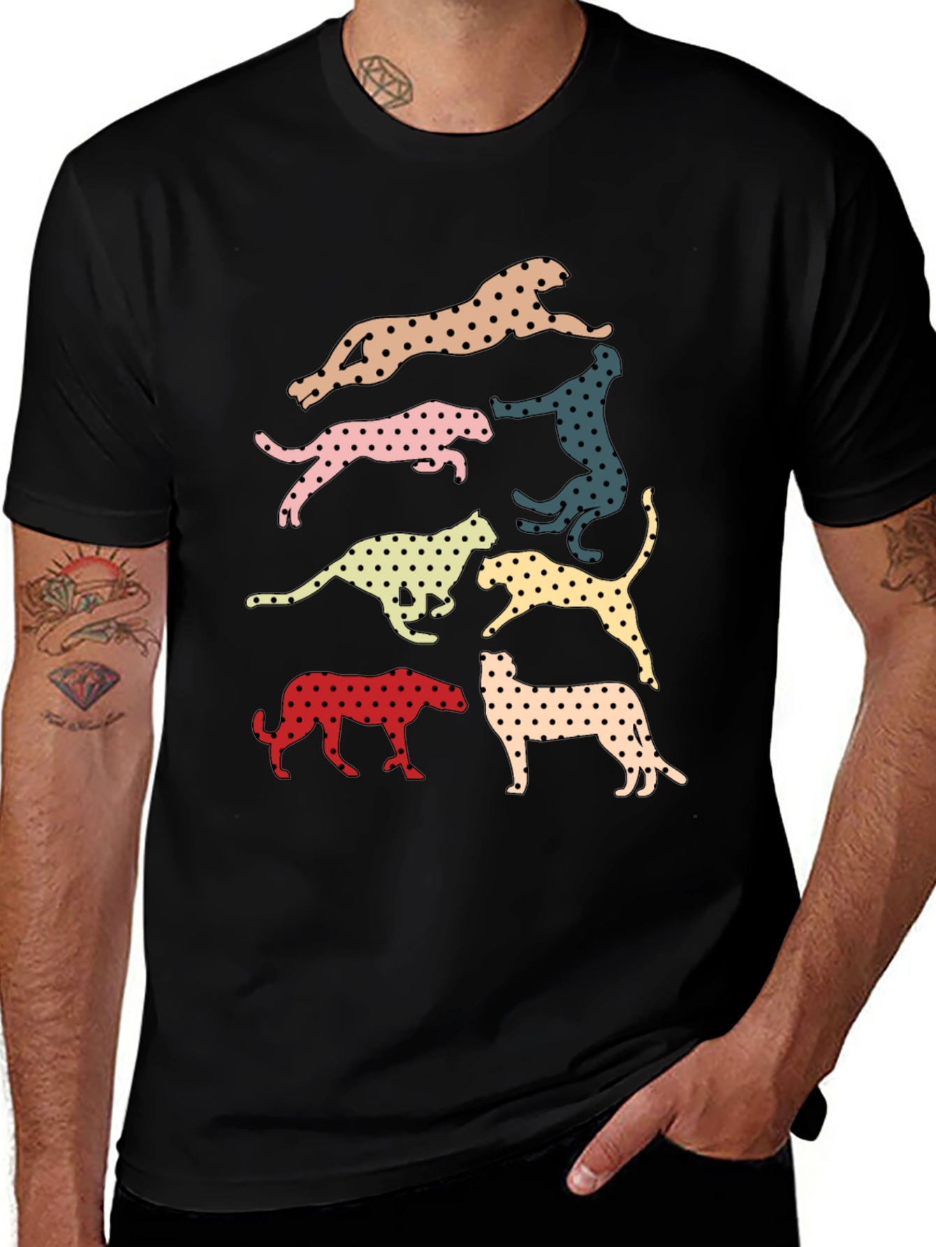Retro Leopard Print Crew Neck T-Shirt