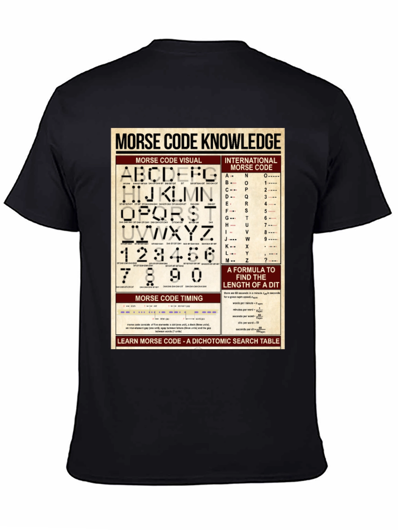 Morse Code Knowledge Chart Graphic T-Shirt