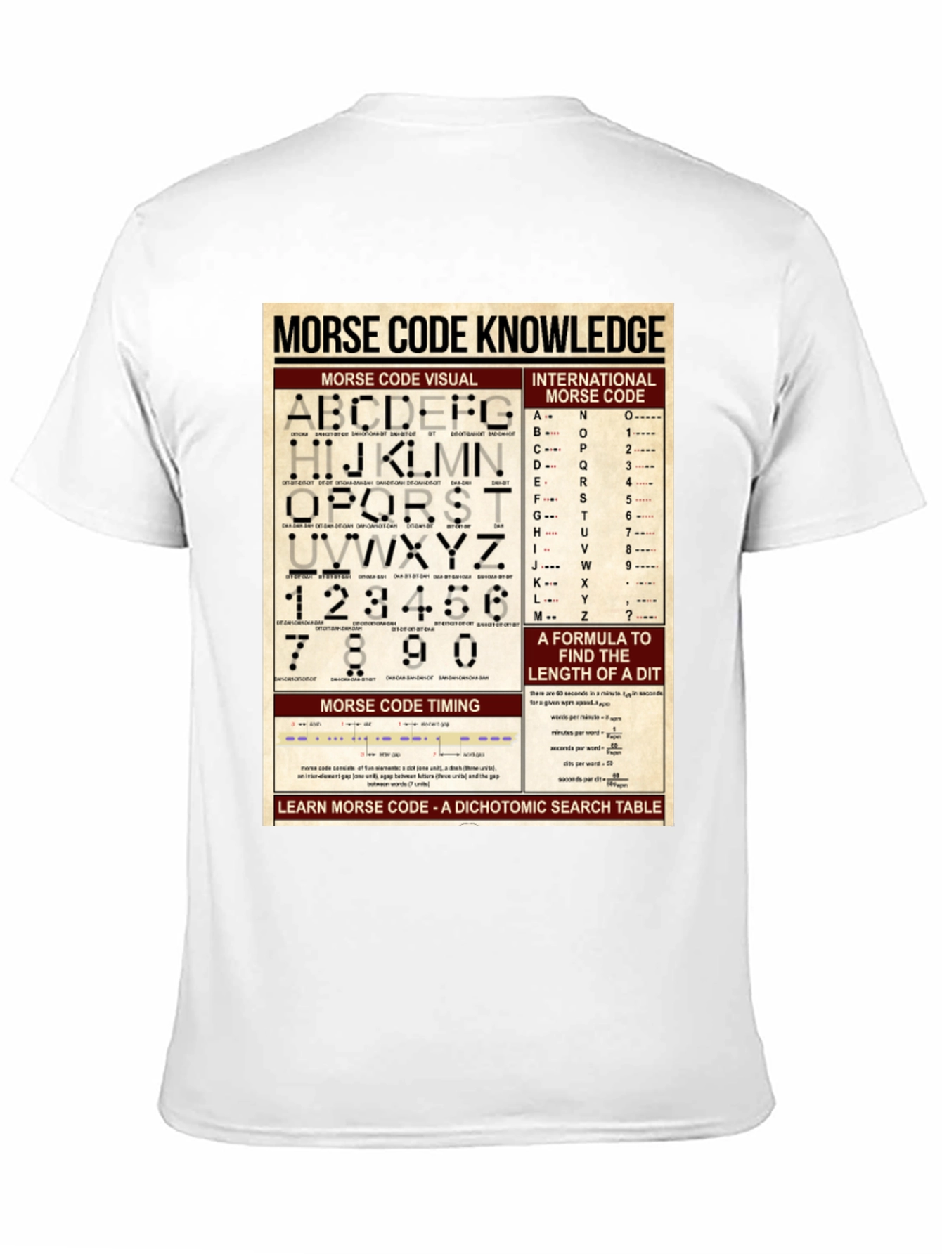 Morse Code Knowledge Chart Graphic T-Shirt
