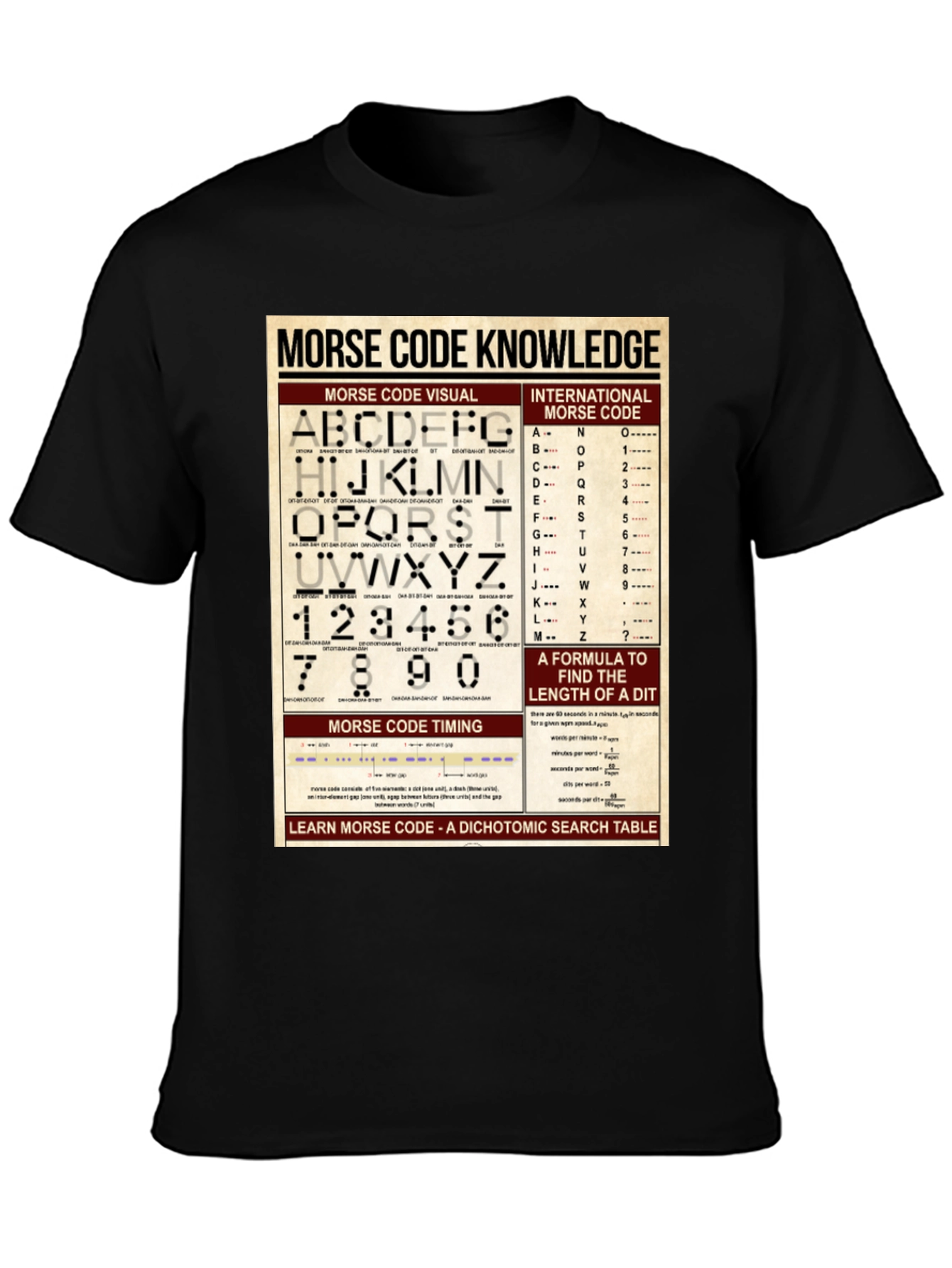 Morse Code Knowledge Chart Graphic T-Shirt