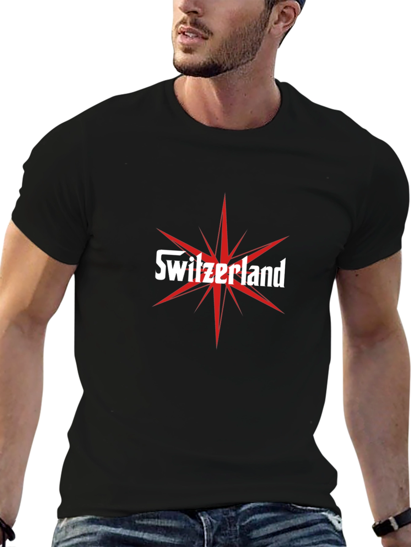 Switzerland Graphic Black T-Shirt