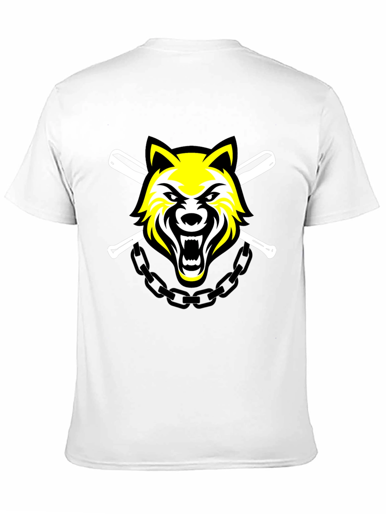 Black Tee with Wolf Baseball Design