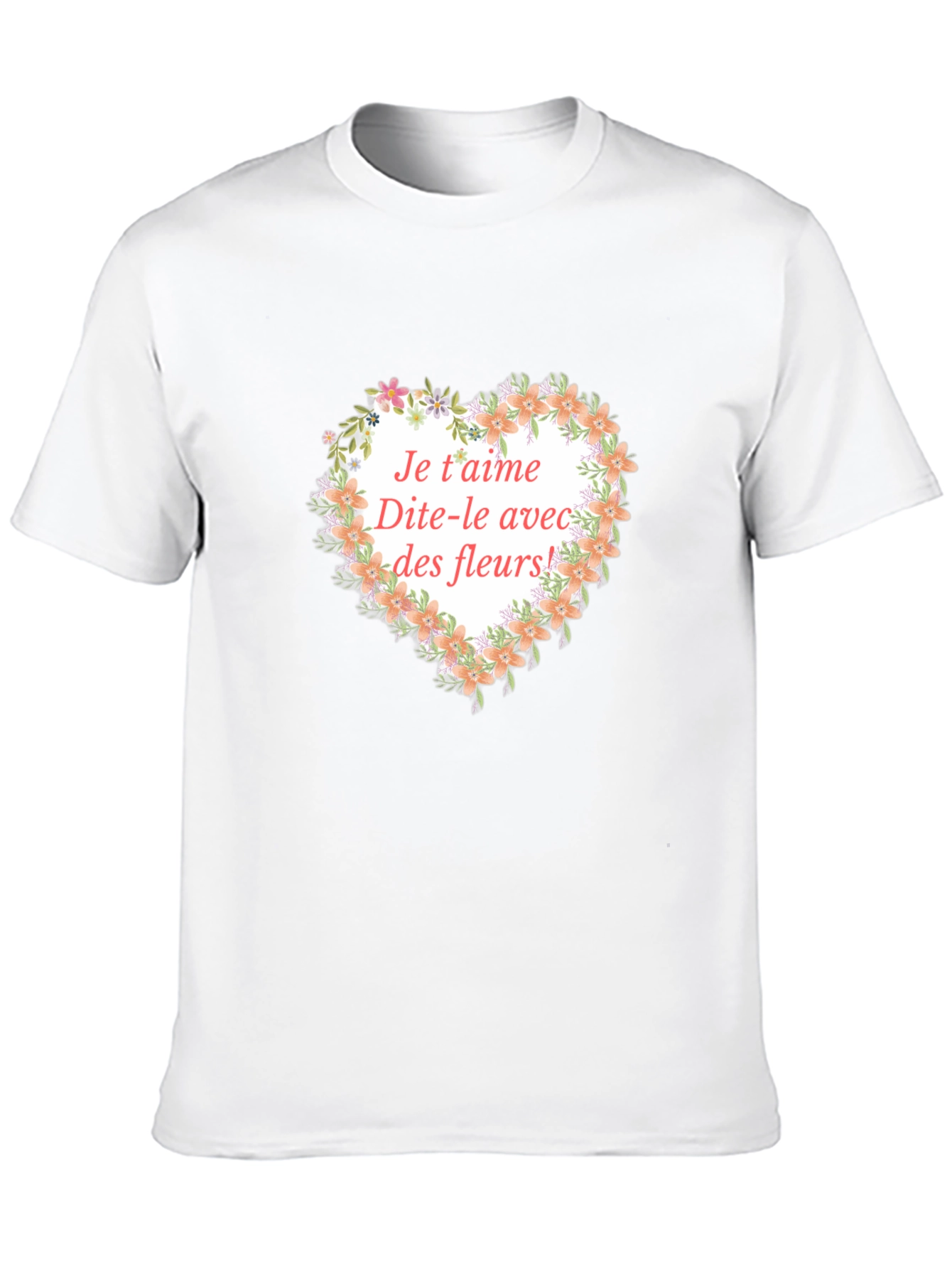 Floral Heart Je taime Graphic Tee - Black