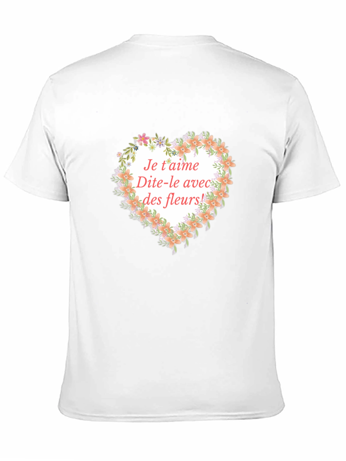 Floral Heart Je taime Graphic Tee - Black