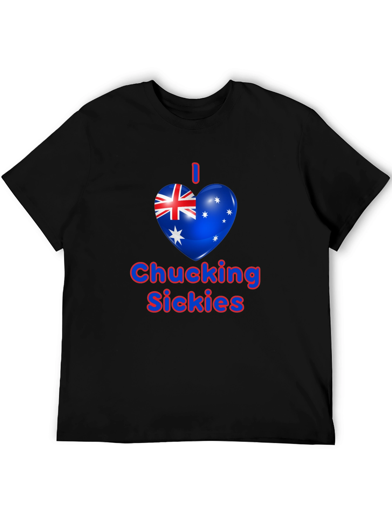 I Heart Chucking Sickies Australia Flag Black T-Shirt