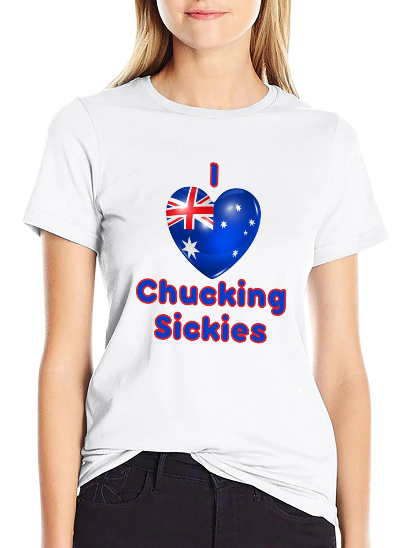 I Heart Chucking Sickies Australia Flag Black T-Shirt