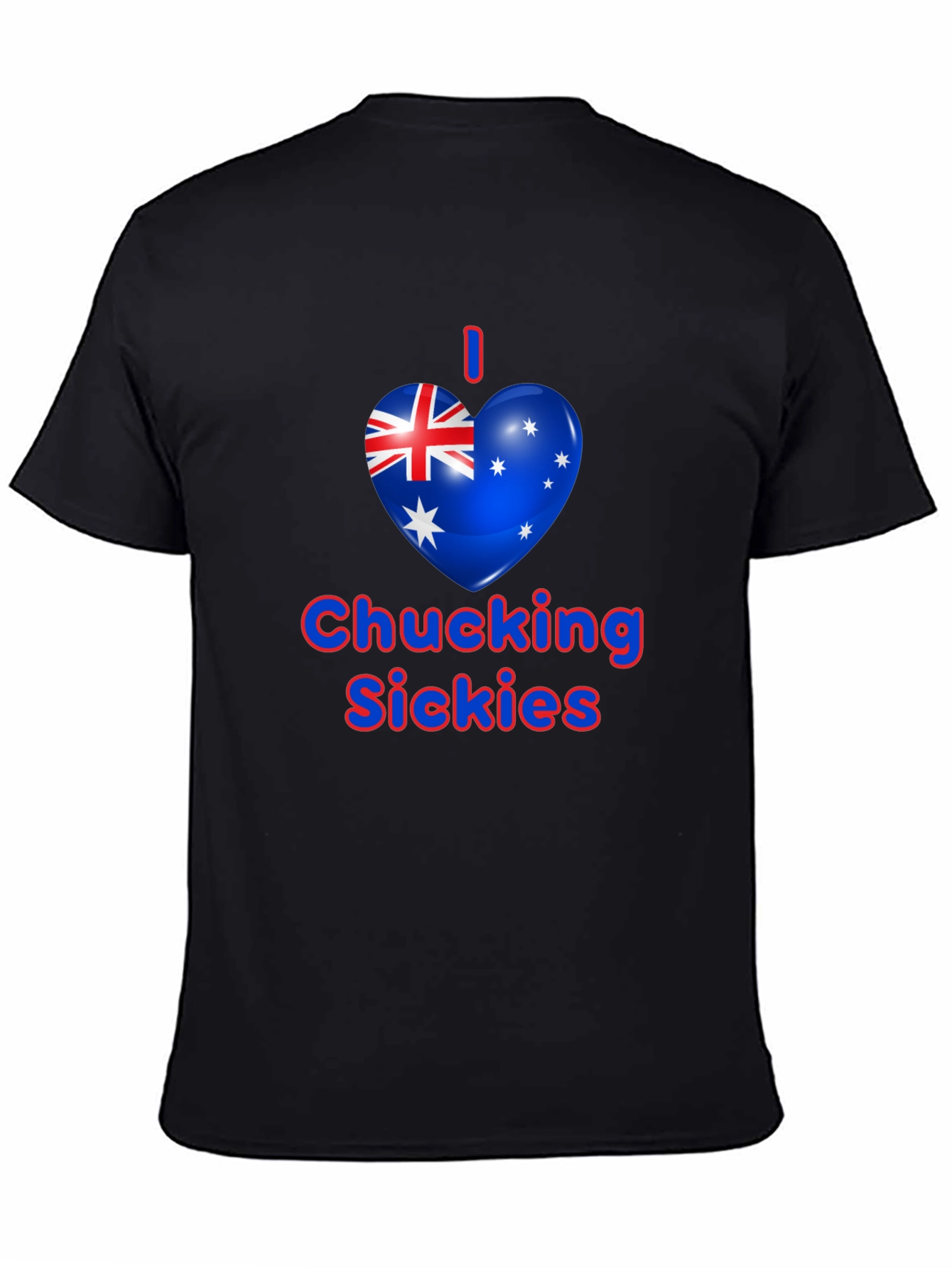 I Heart Chucking Sickies Australia Flag Black T-Shirt