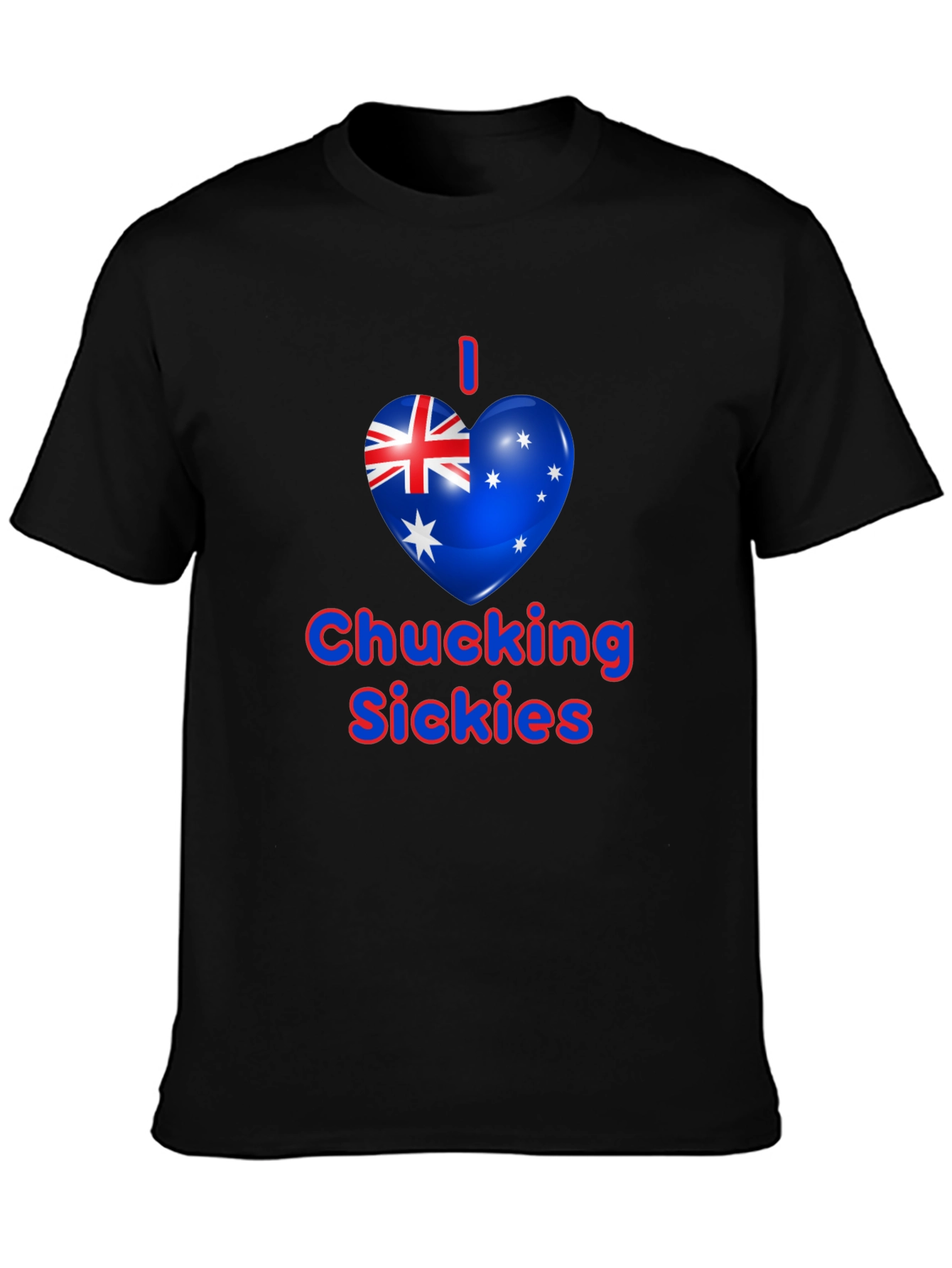 I Heart Chucking Sickies Australia Flag Black T-Shirt