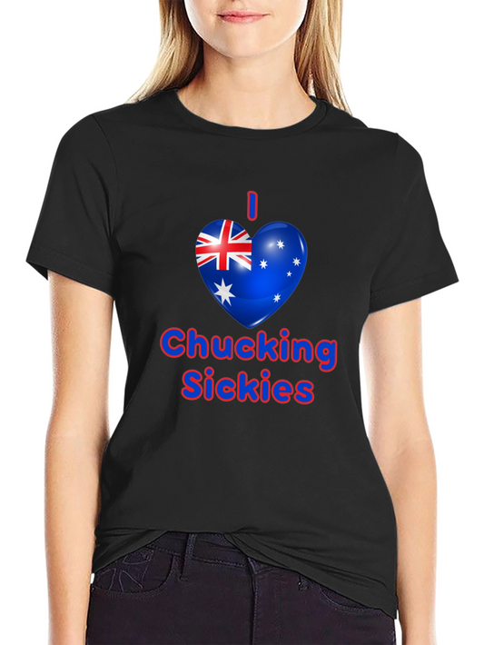 I Heart Chucking Sickies Australia Flag Black T-Shirt