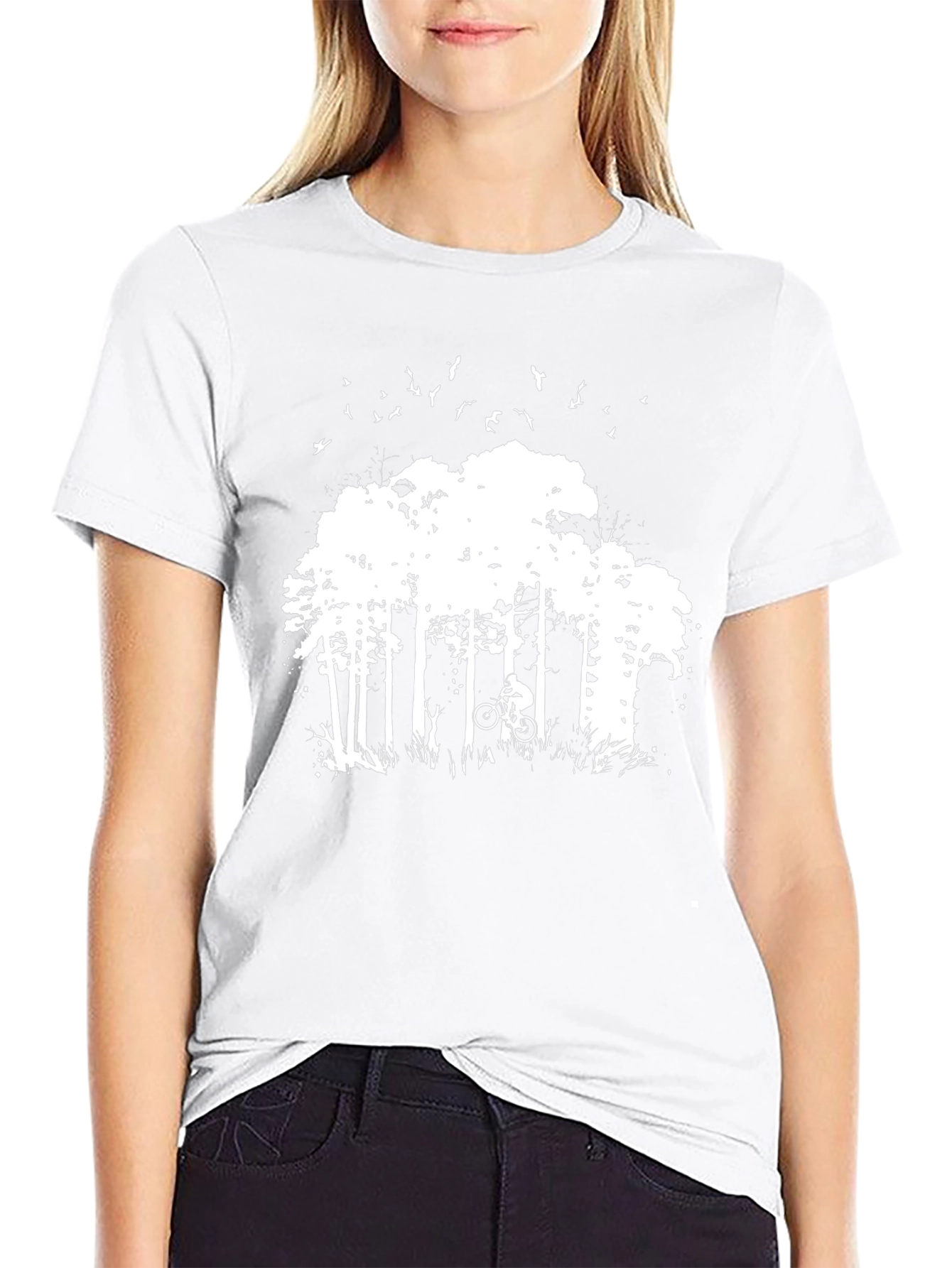 Mens Black T-Shirt - Forest Biker Design