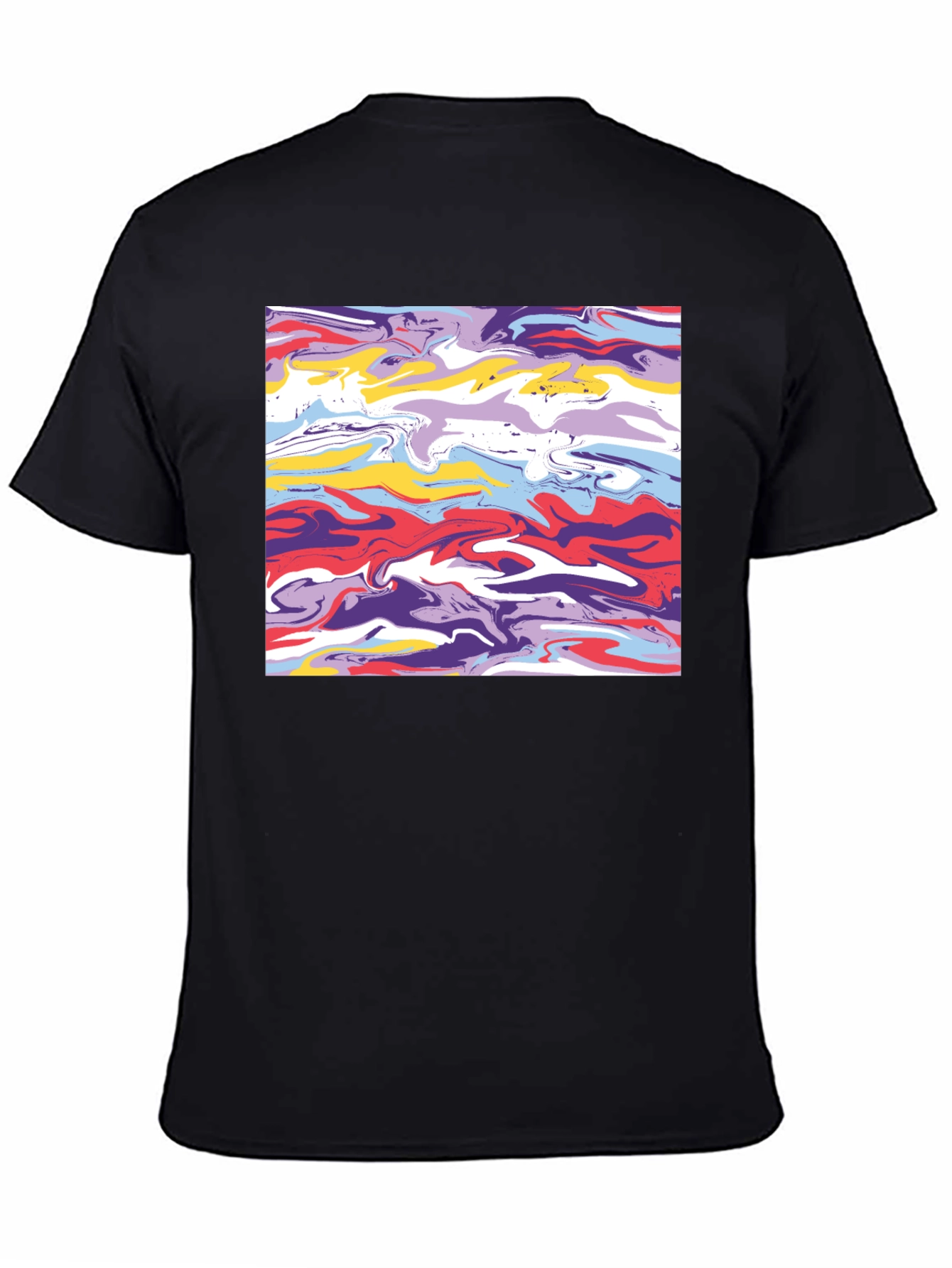 Abstract Swirl Graphic Tee - Black Casual T-Shirt