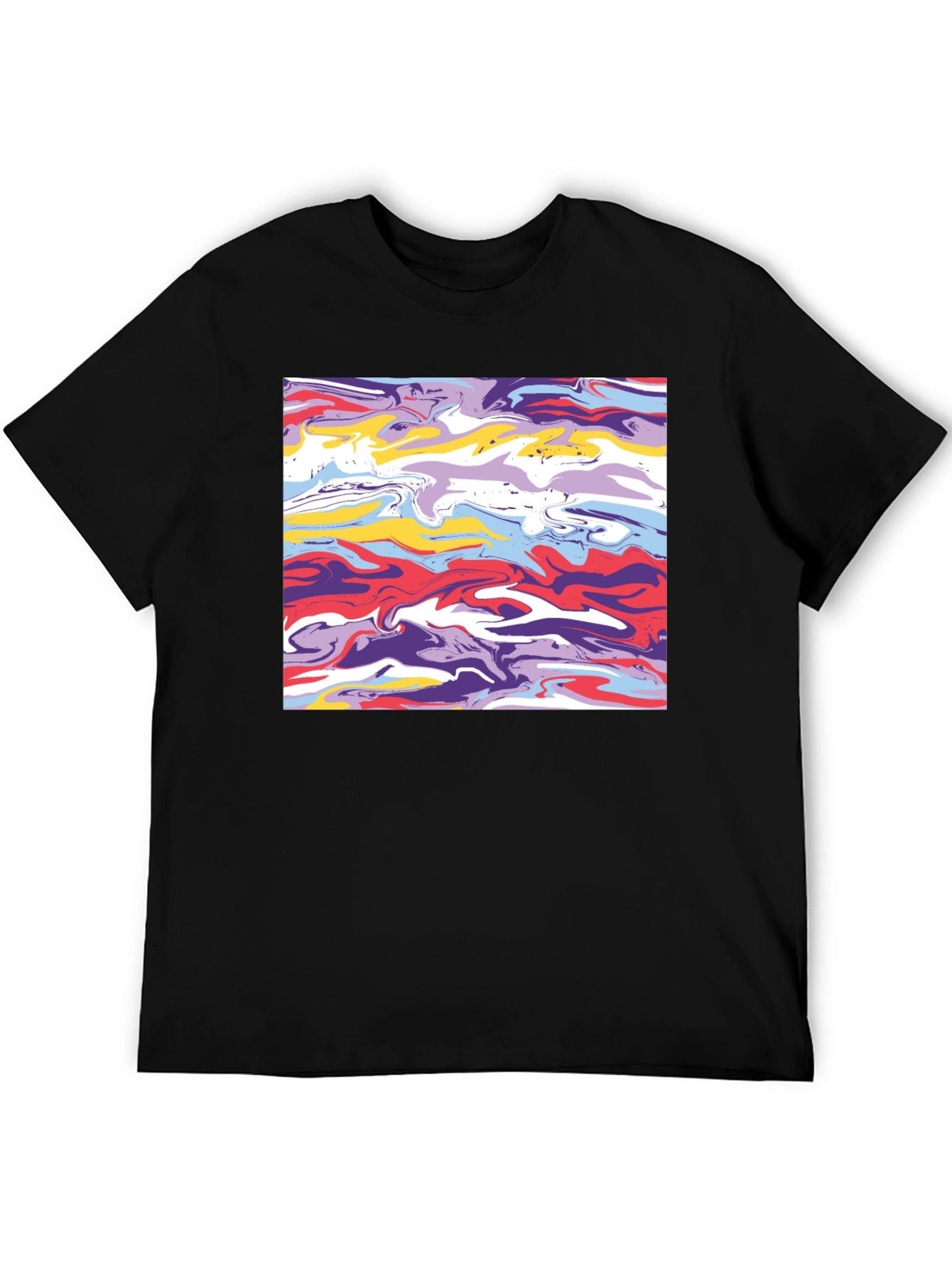 Abstract Swirl Graphic Tee - Black Casual T-Shirt