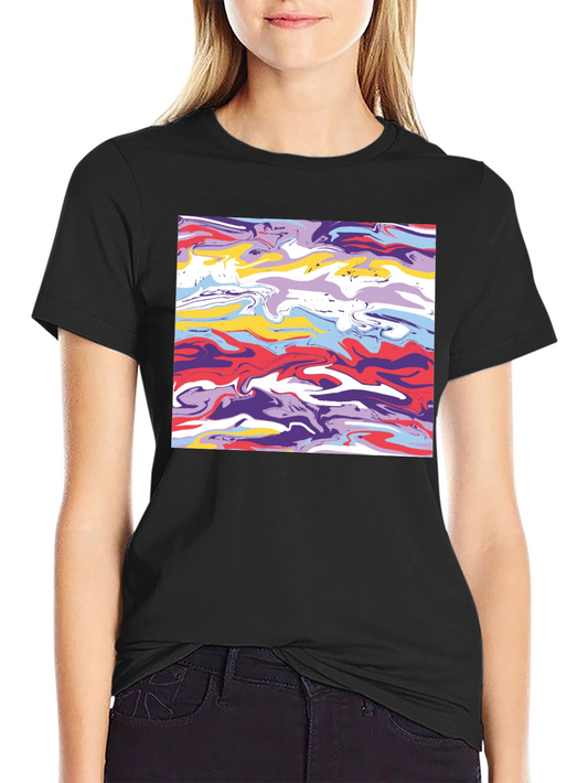 Abstract Swirl Graphic Tee - Black Casual T-Shirt
