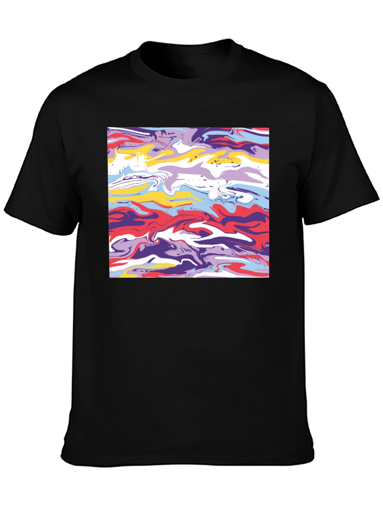 Abstract Swirl Graphic Tee - Black Casual T-Shirt