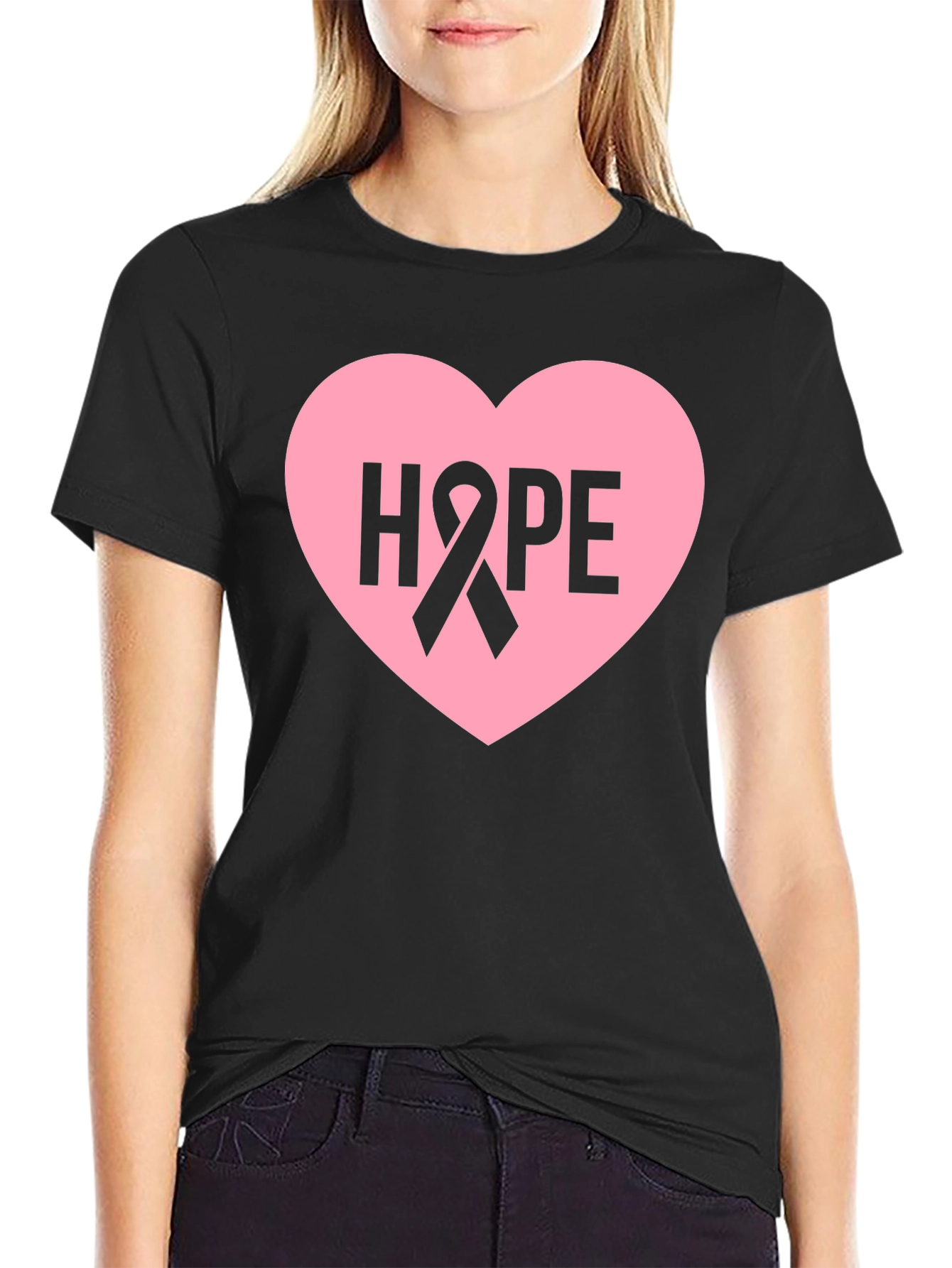 Hope Heart Ribbon T-Shirt - Breast Cancer Awareness