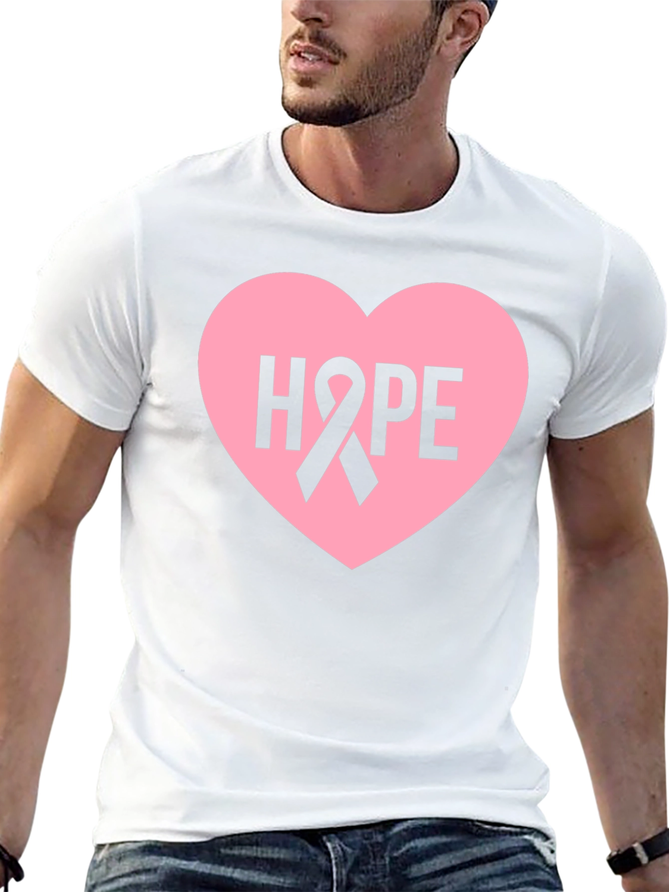 Hope Heart Ribbon T-Shirt - Breast Cancer Awareness
