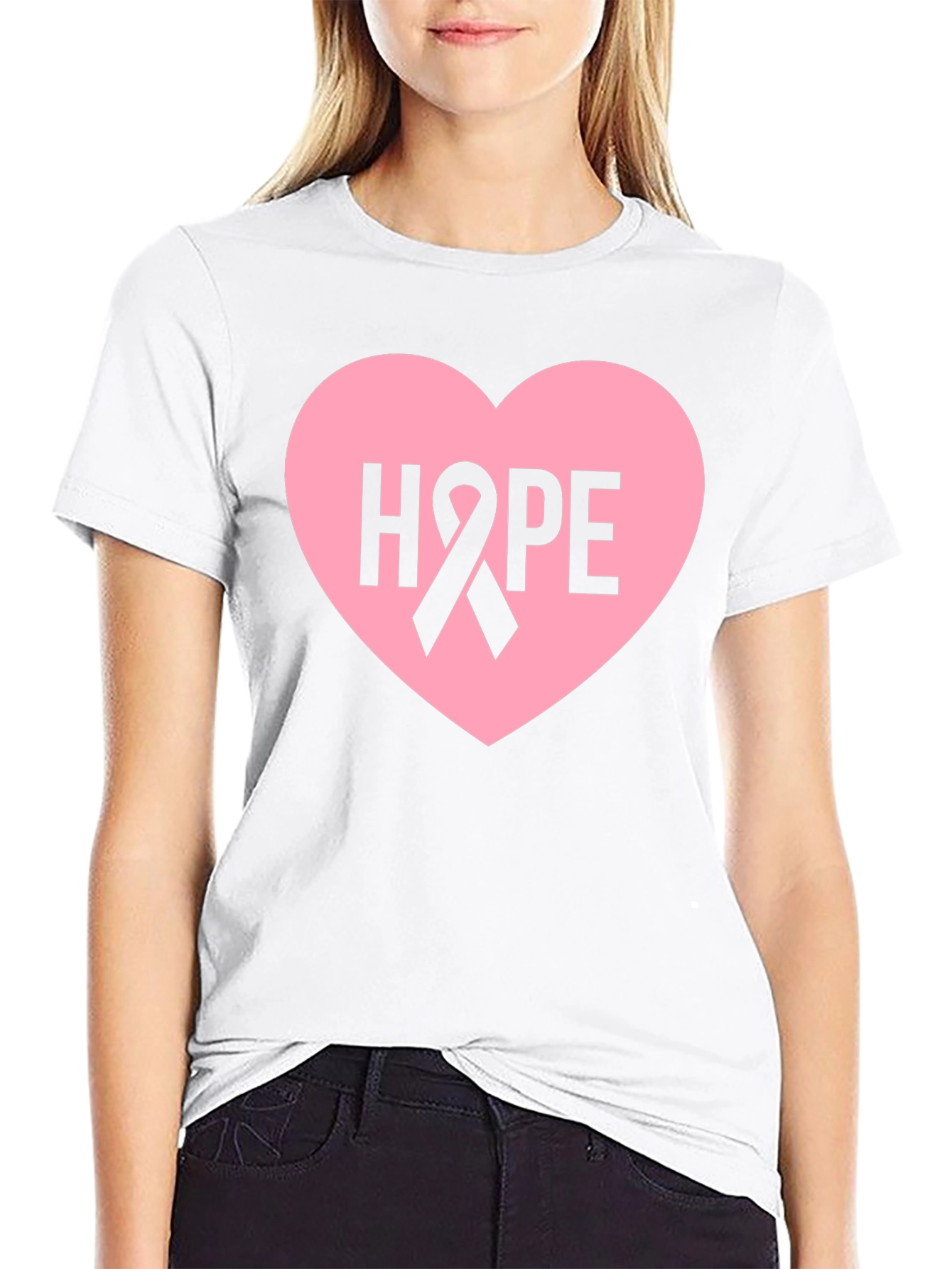 Hope Heart Ribbon T-Shirt - Breast Cancer Awareness