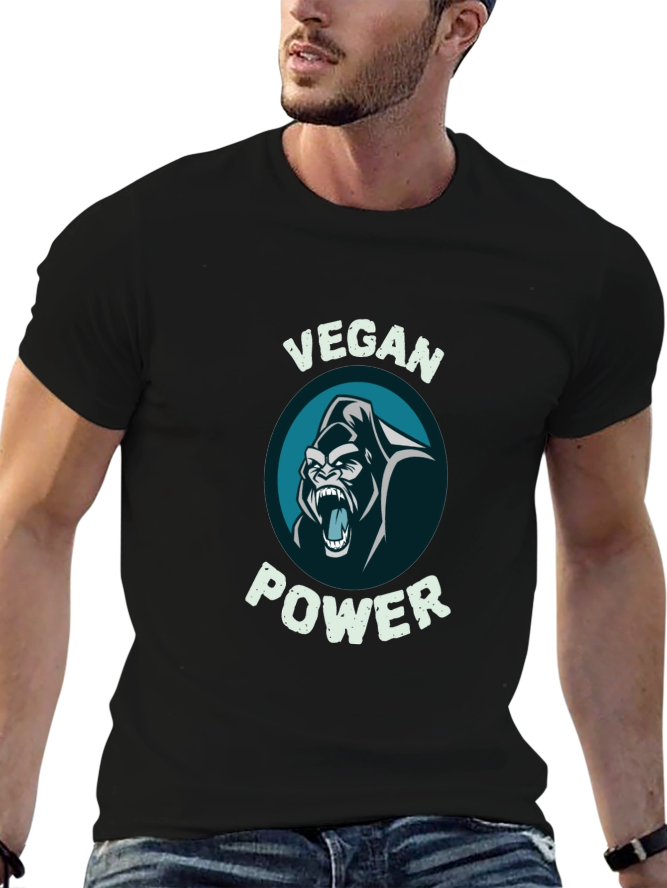 Vegan Power Gorilla Graphic T-Shirt