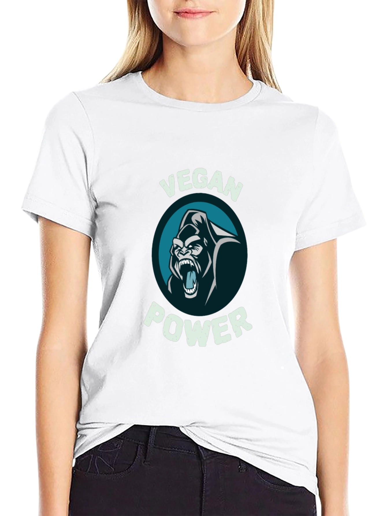 Vegan Power Gorilla Graphic T-Shirt
