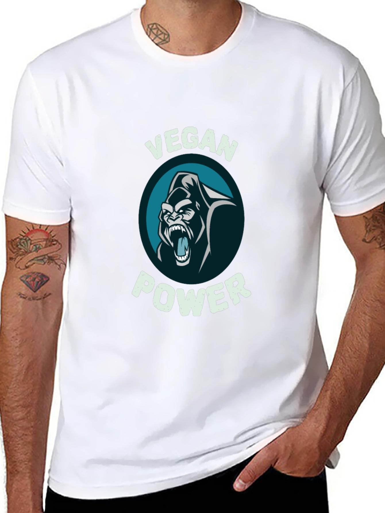 Vegan Power Gorilla Graphic T-Shirt