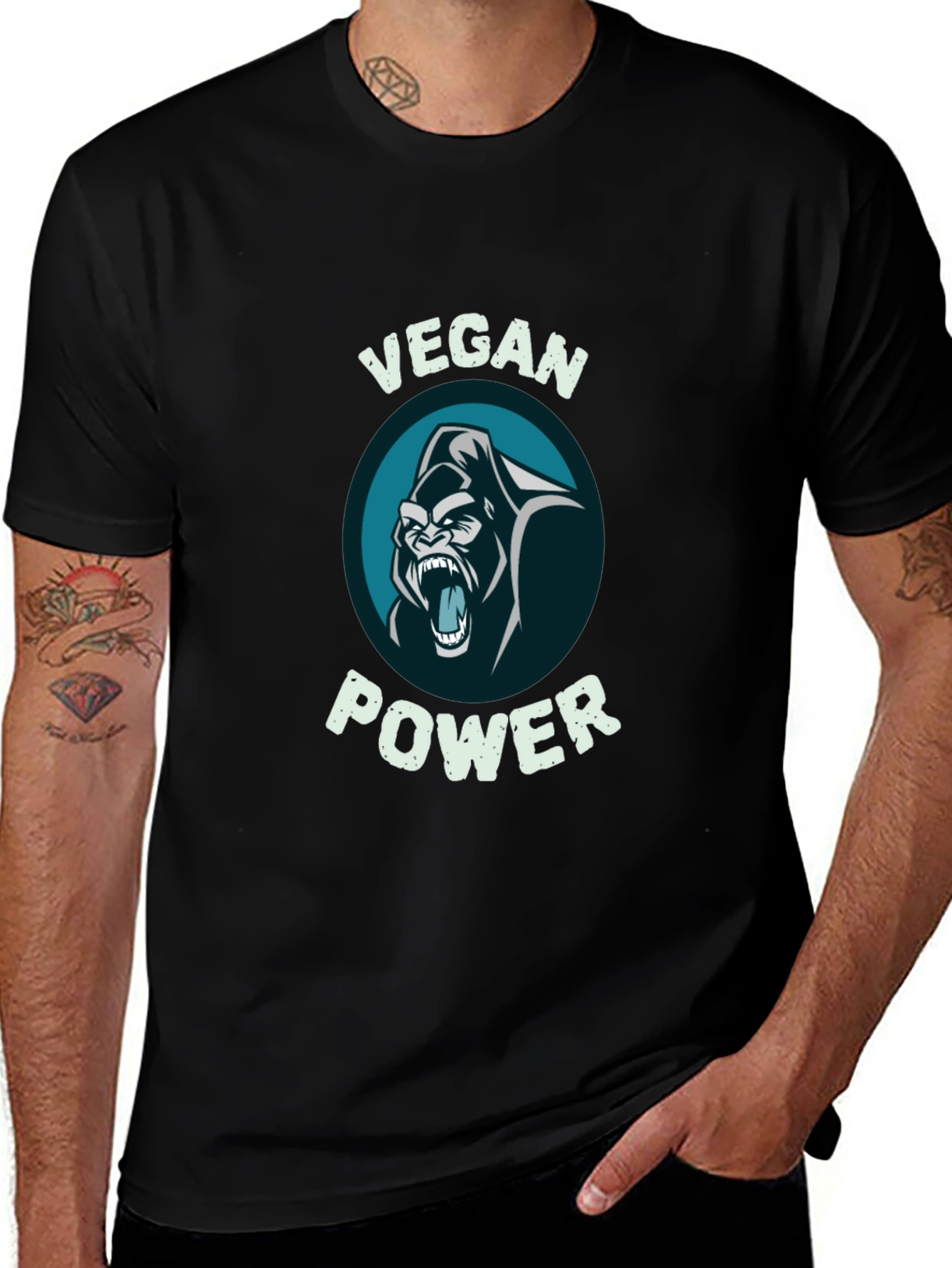 Vegan Power Gorilla Graphic T-Shirt